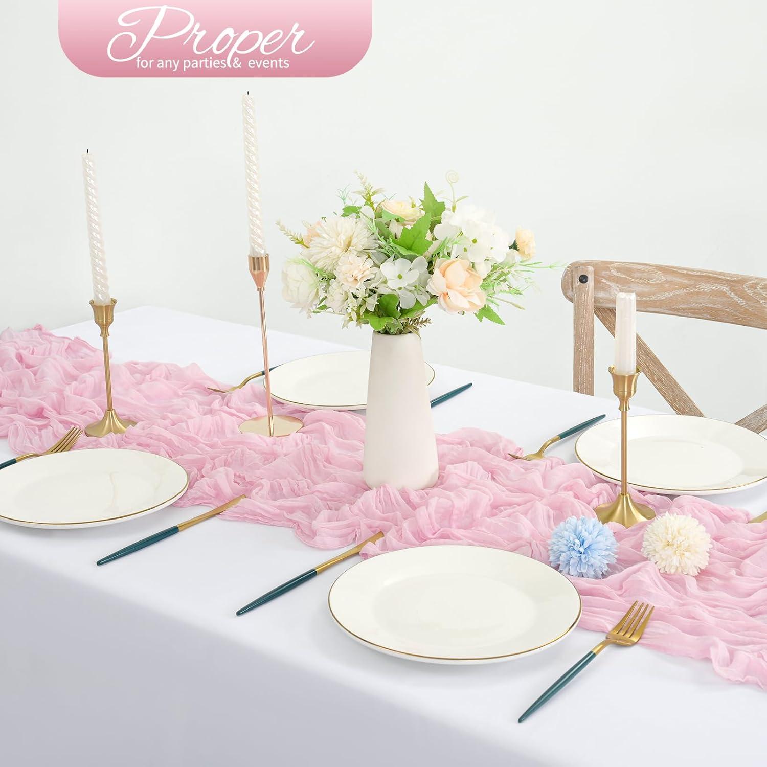 Paquete de 20 Caminos de Mesa de Gasa Rosa Claro 50.8x304.8cm