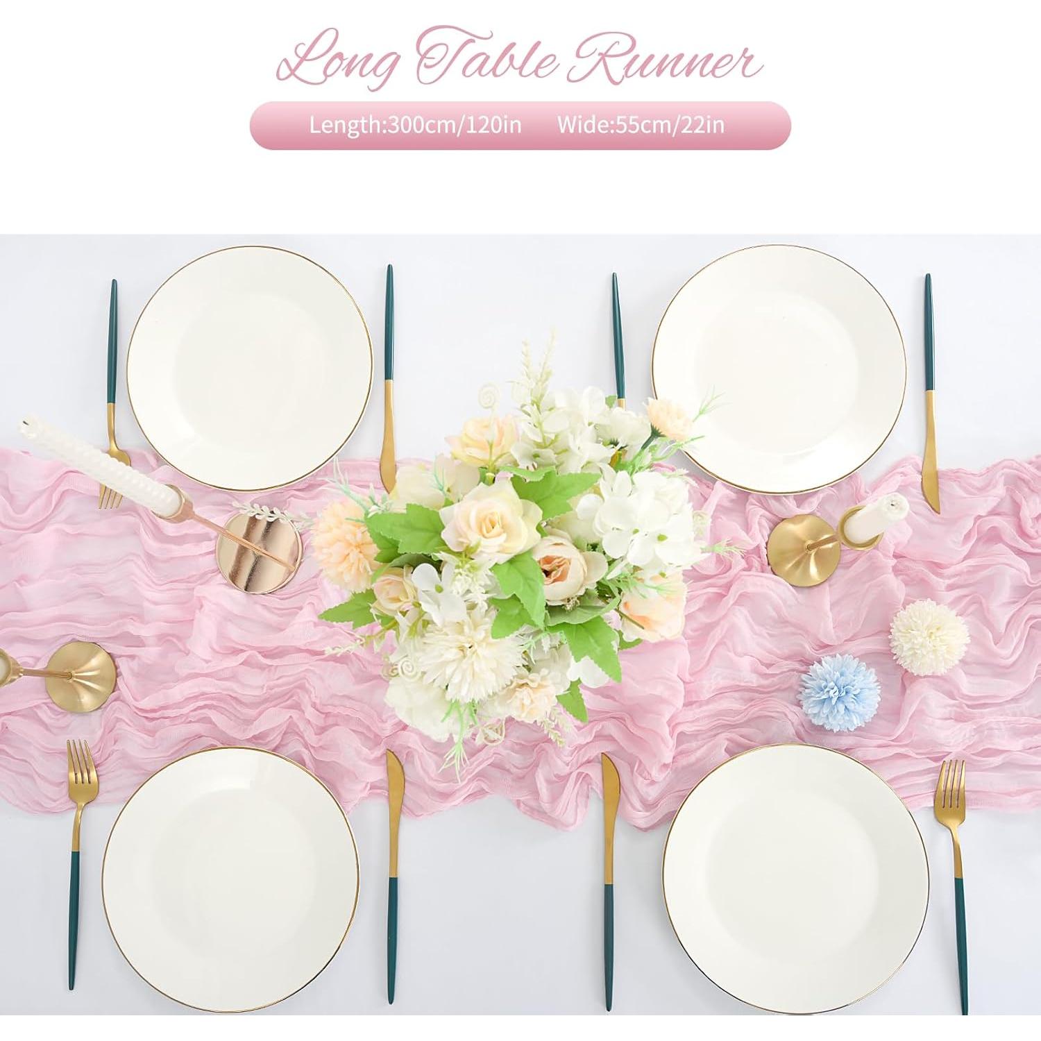 Paquete de 20 Caminos de Mesa de Gasa Rosa Claro 50.8x304.8cm