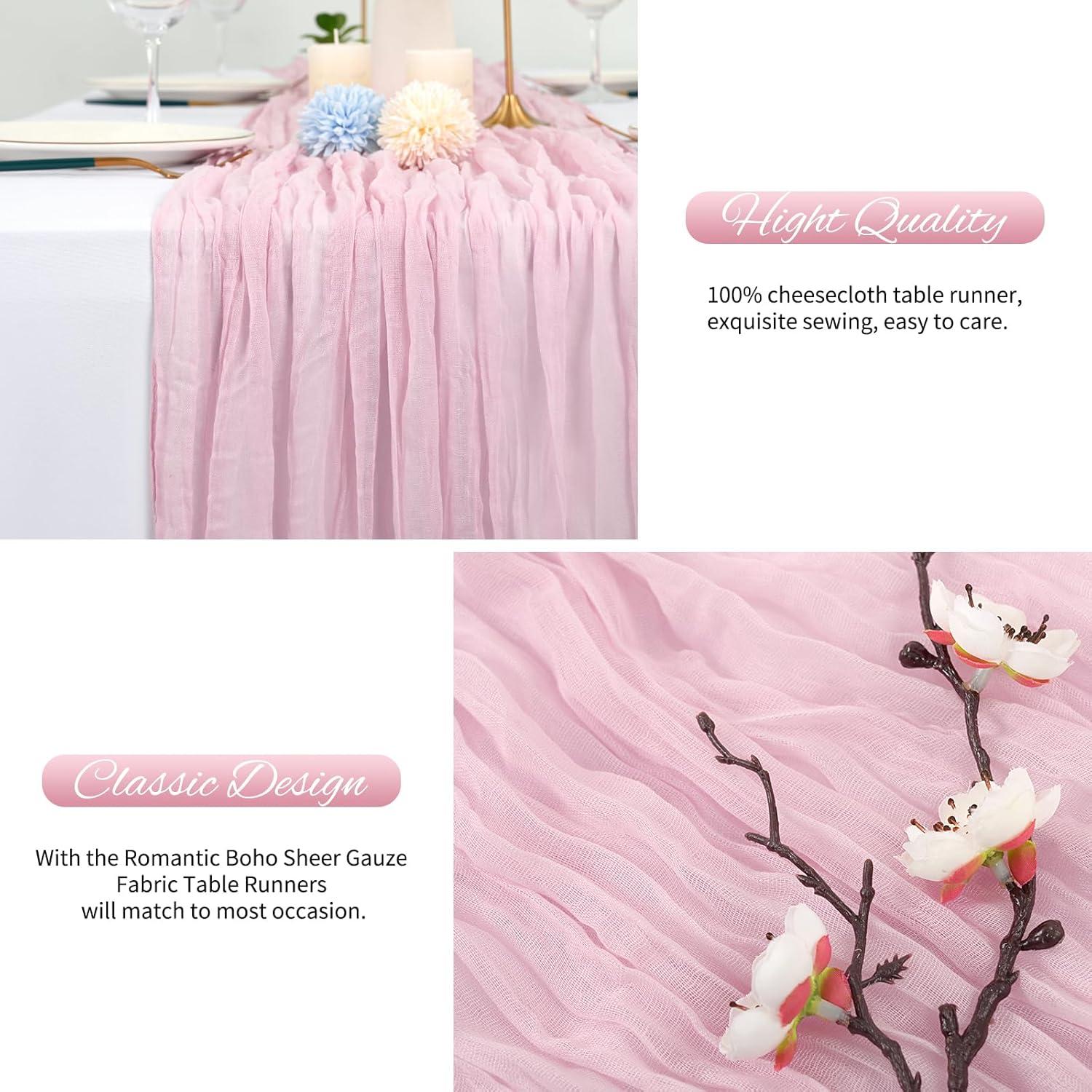 Paquete de 20 Caminos de Mesa de Gasa Rosa Claro 50.8x304.8cm