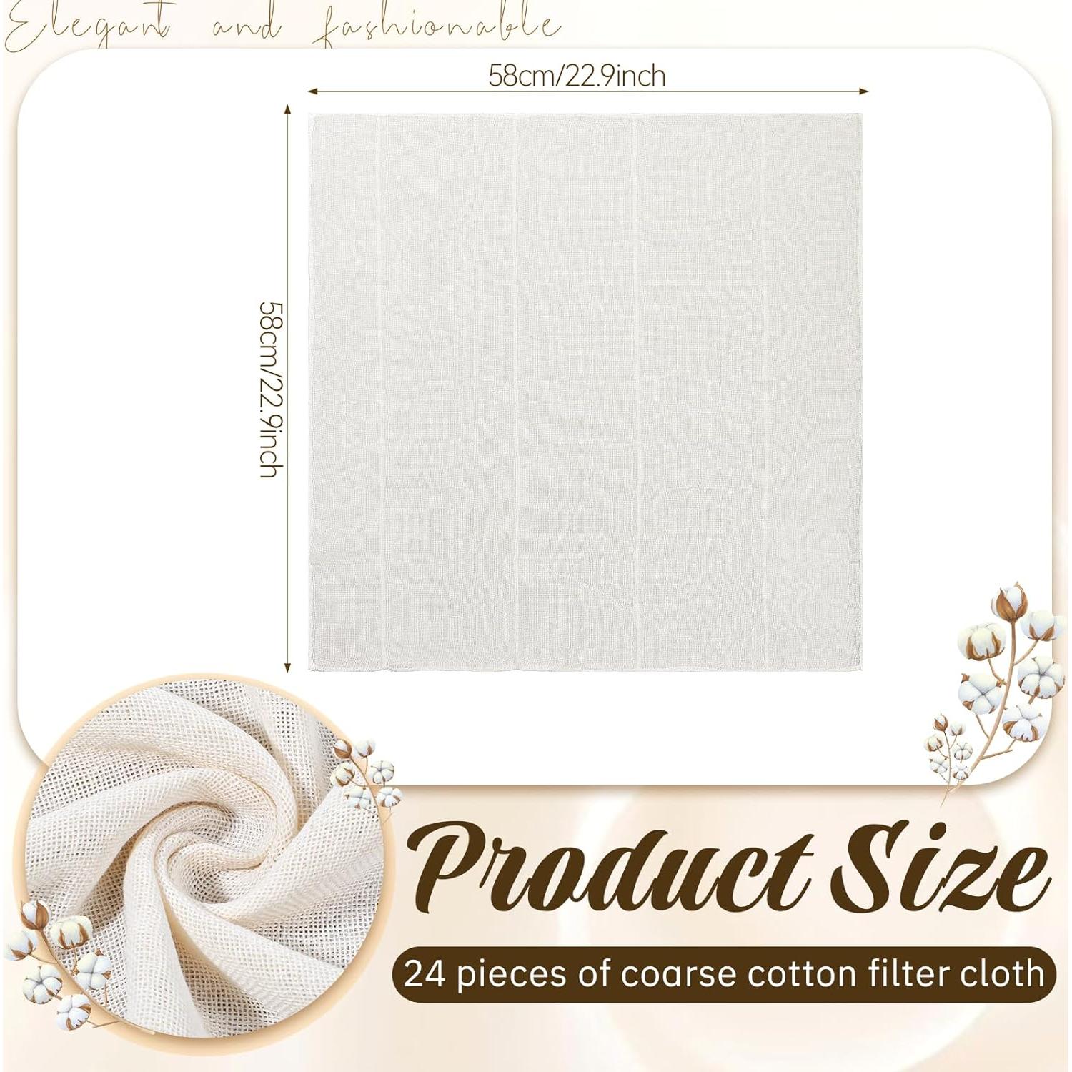 24 Paños de Queso de Algodón Sin Blanquear 61x61cm Exclaith