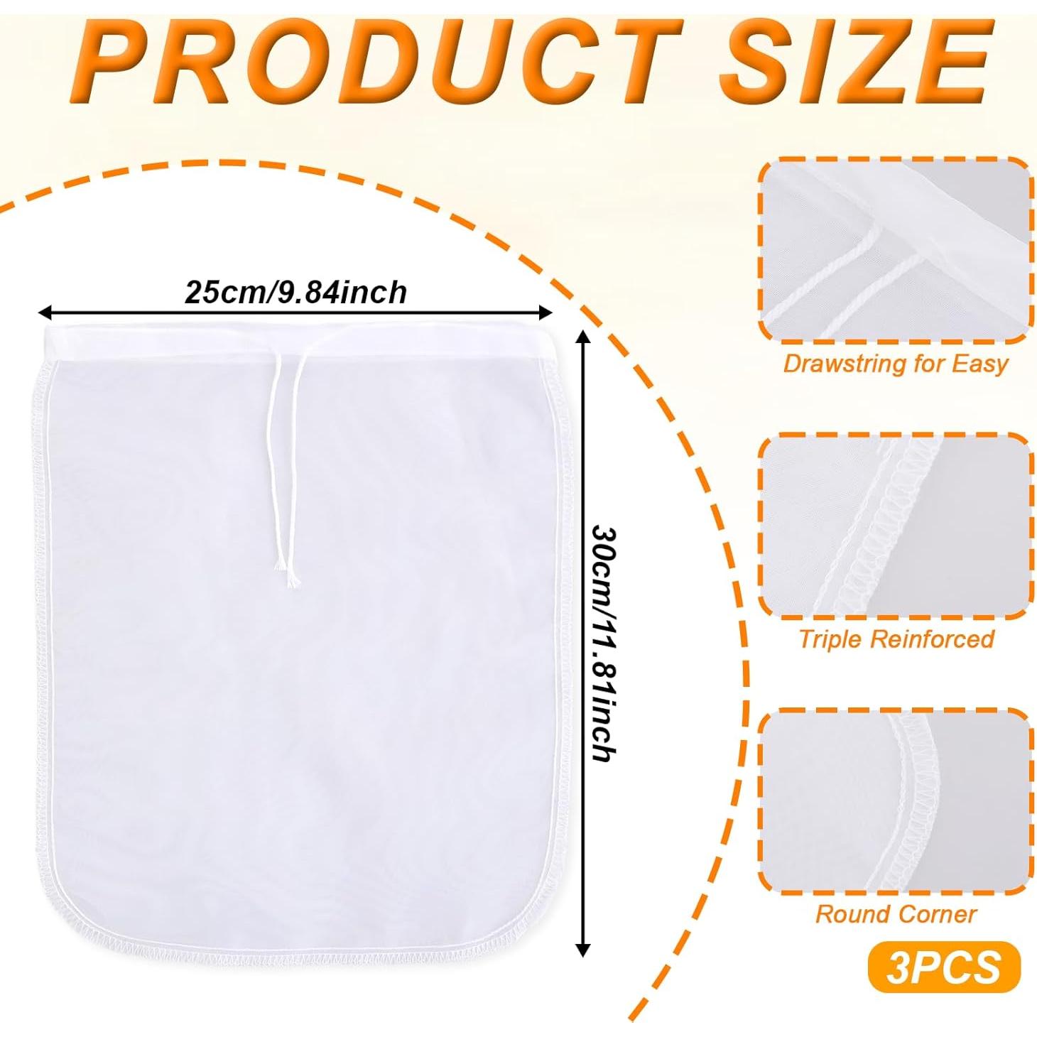 Bolsa de Leche de Nueces Giantree 3 Pcs 30x25cm Nylon Reutilizable