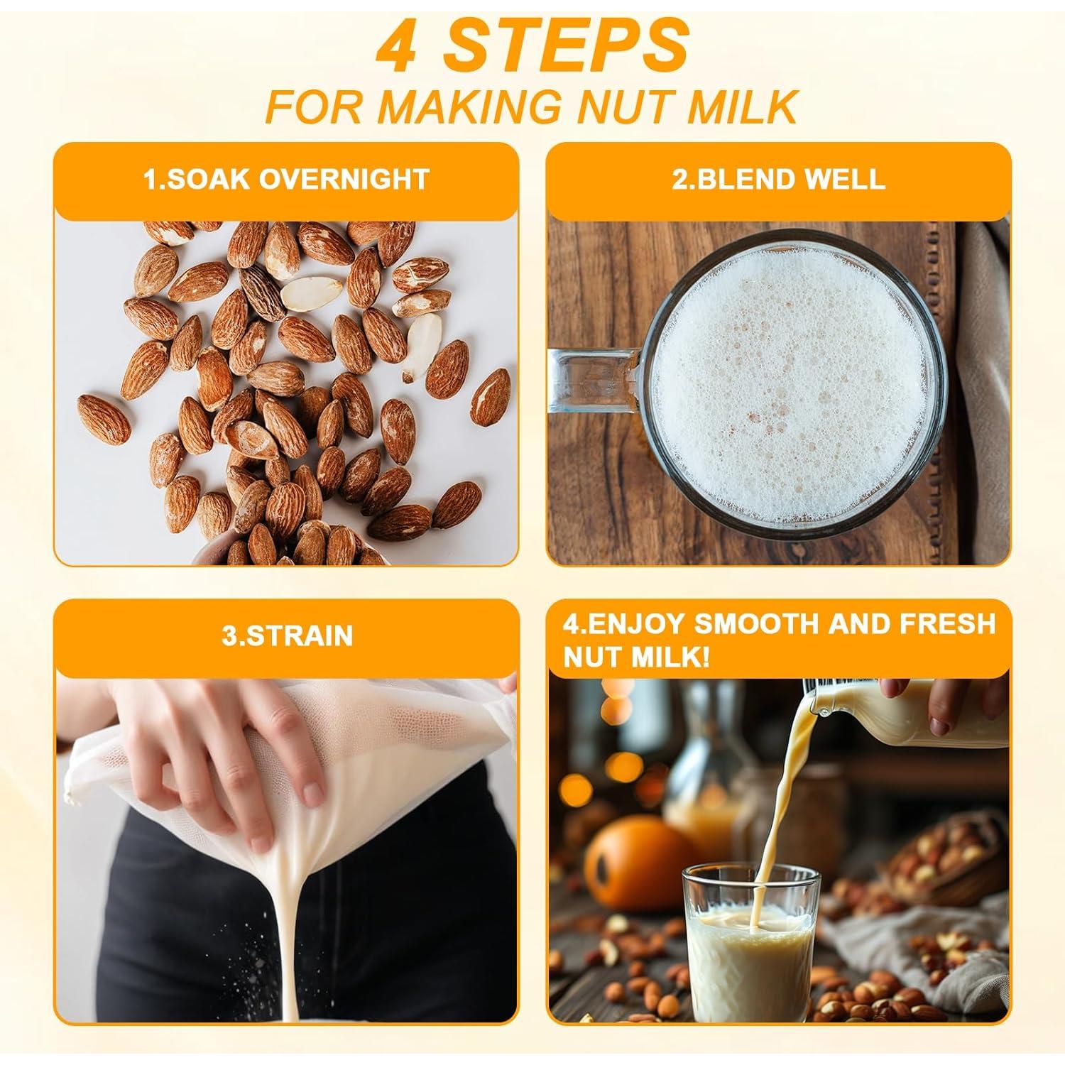 Bolsa de Leche de Nueces Giantree 3 Pcs 30x25cm Nylon Reutilizable