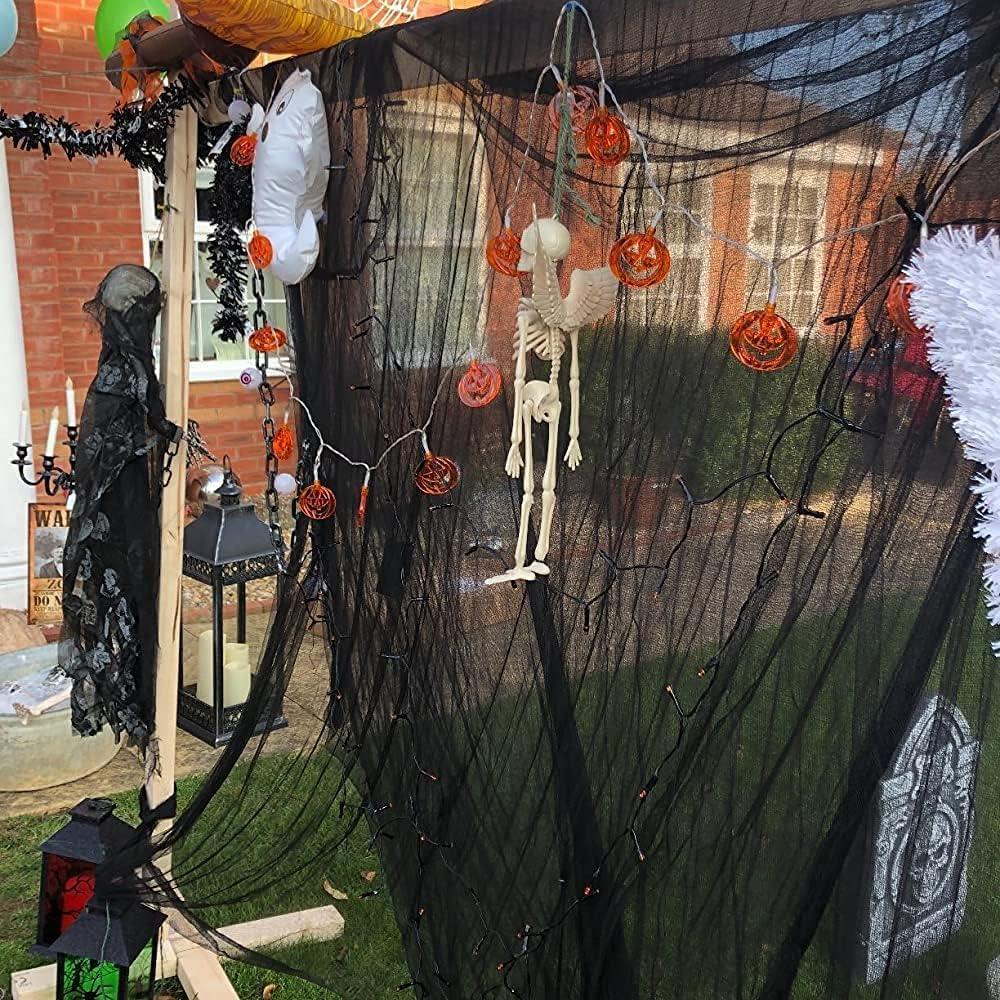 Tela Gasa Espeluznante Negra 2x10m Decoración Halloween AugeStern