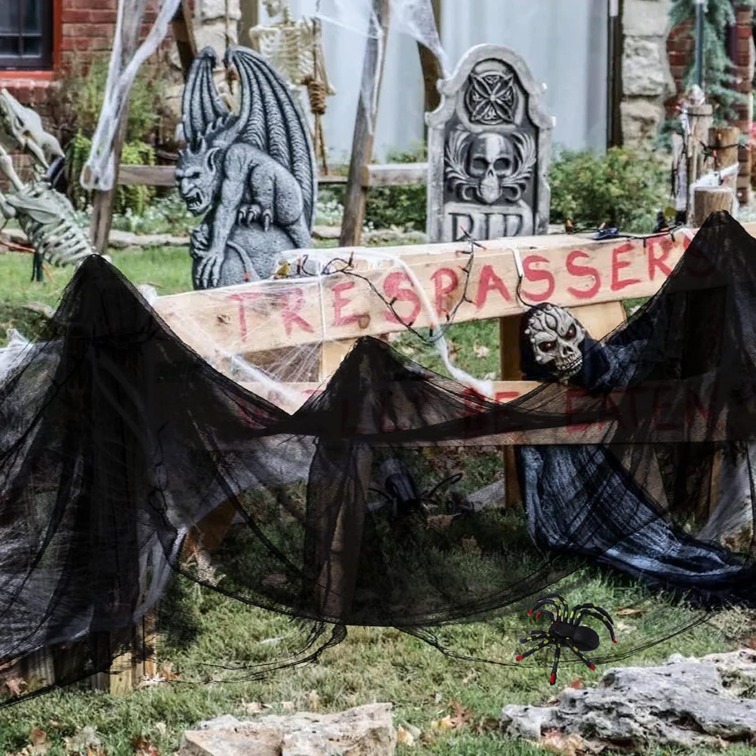 Tela Gasa Espeluznante Negra 2x10m Decoración Halloween AugeStern