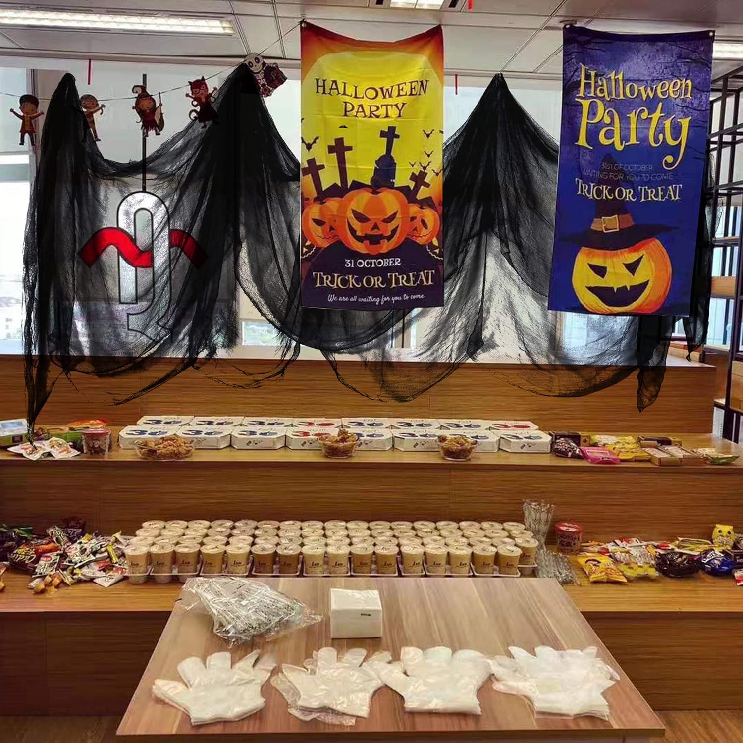 Tela Gasa Espeluznante Negra 2x10m Decoración Halloween AugeStern