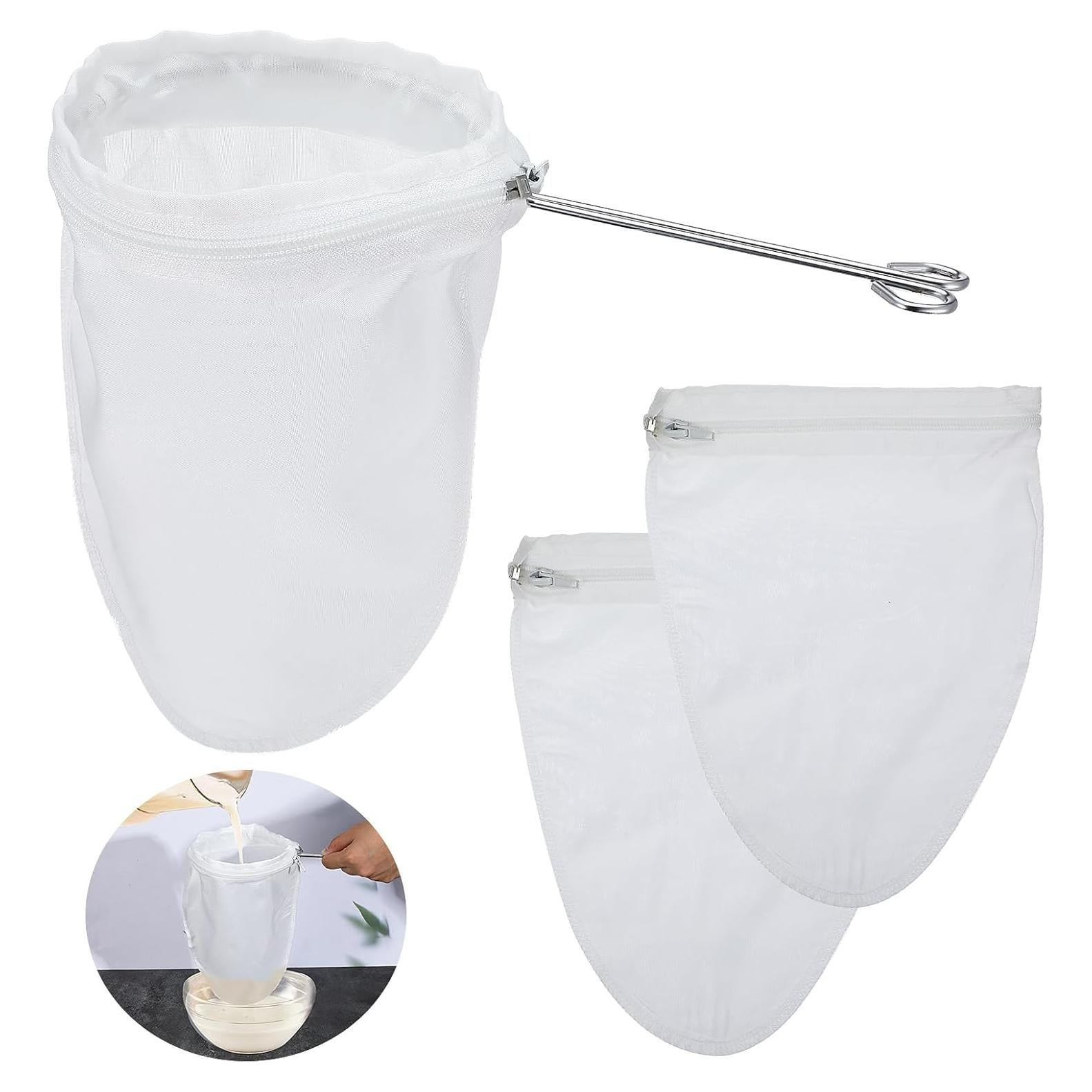 Paquete de 2 coladores de malla fina Xinjoduz con mango de acero inoxidable