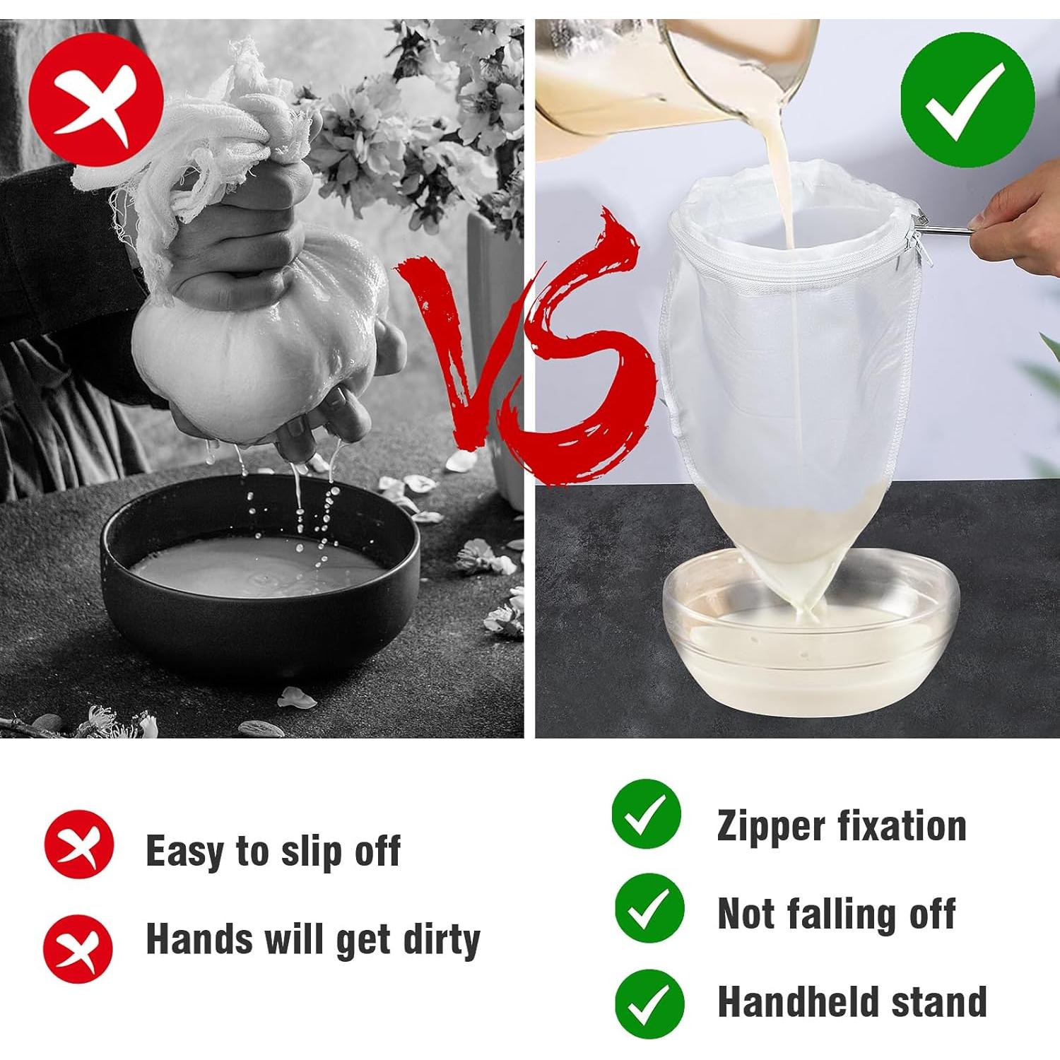 Paquete de 2 coladores de malla fina Xinjoduz con mango de acero inoxidable