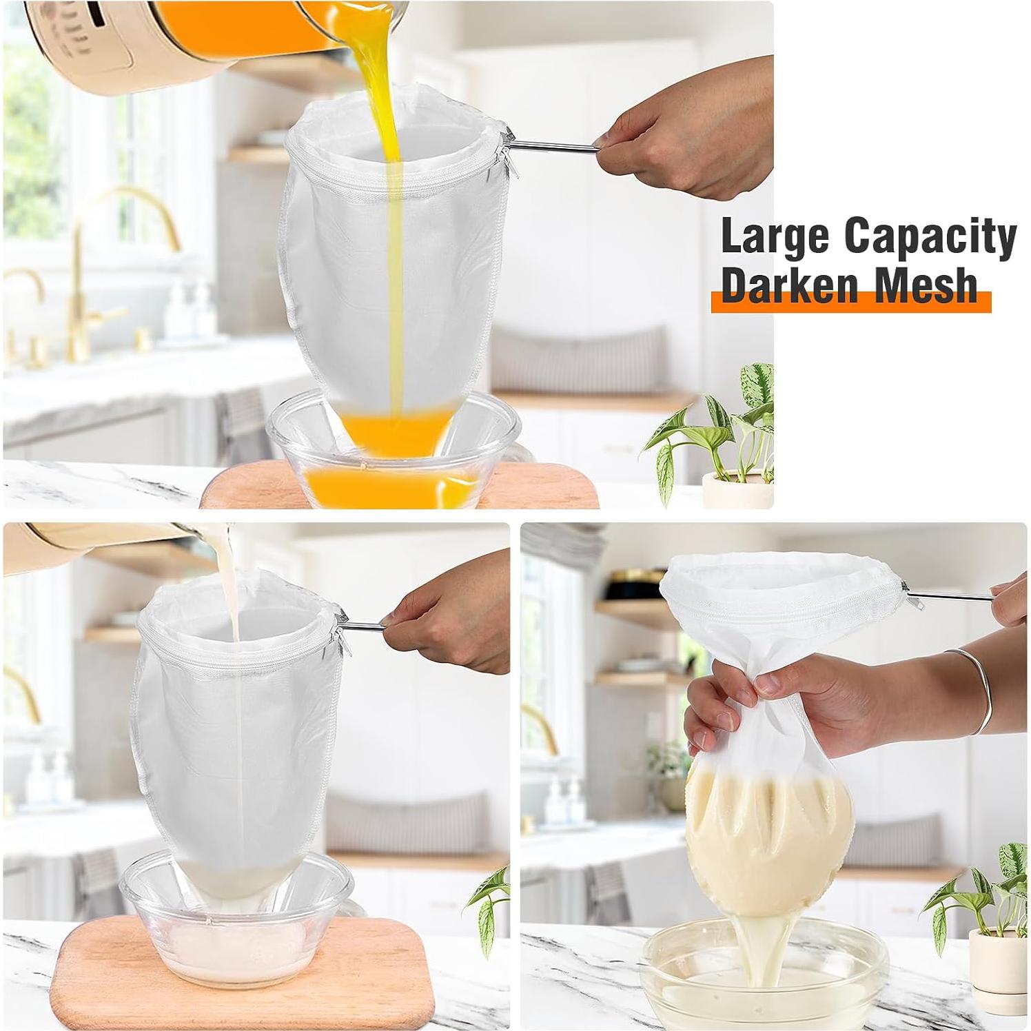 Paquete de 2 coladores de malla fina Xinjoduz con mango de acero inoxidable