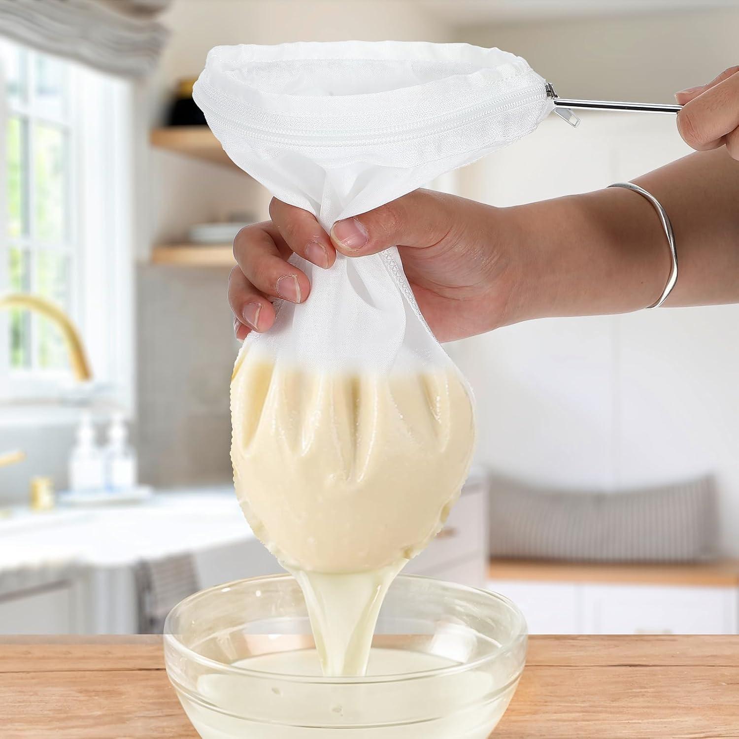 Paquete de 2 coladores de malla fina Xinjoduz con mango de acero inoxidable