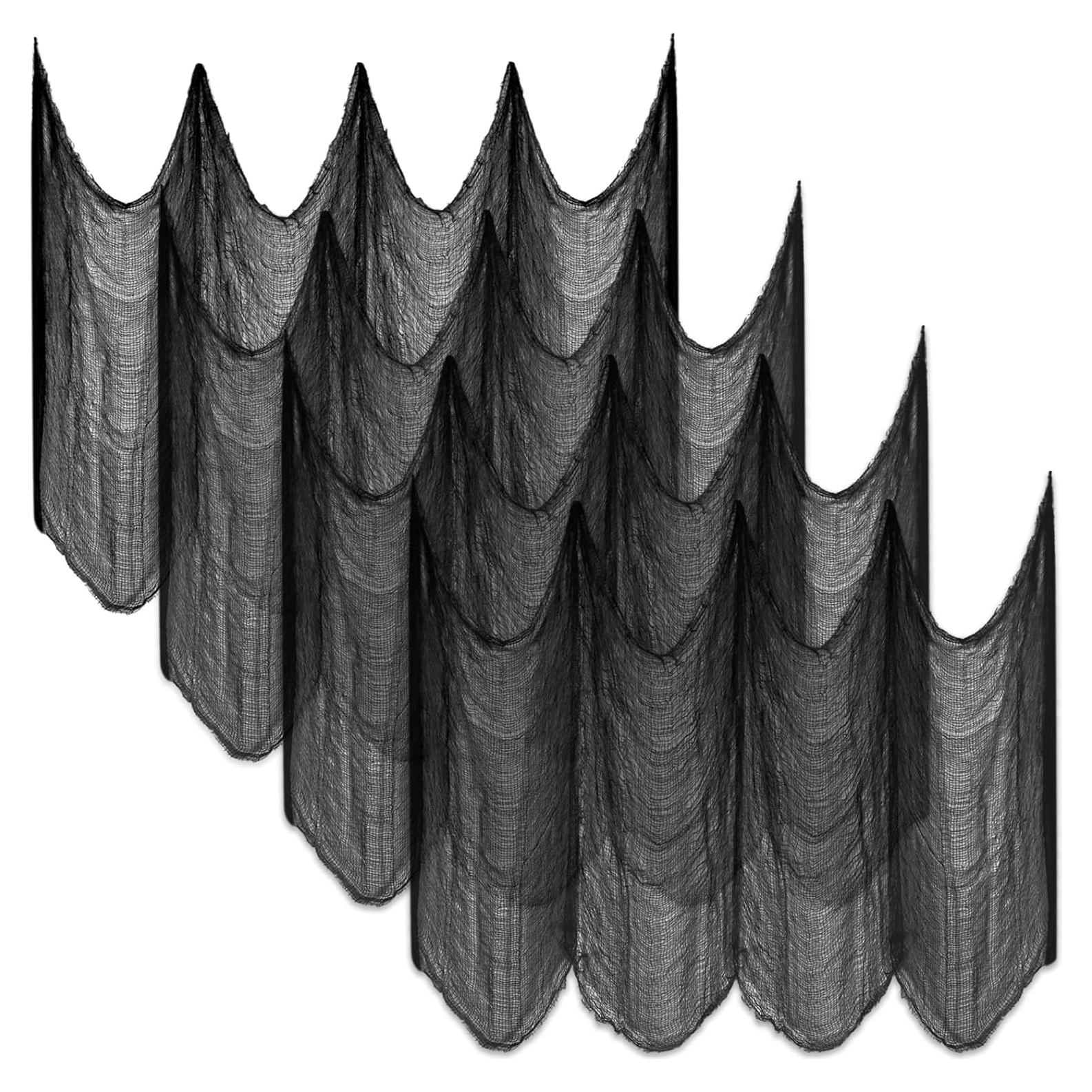 Tela Espeluznante Negra Halatool 76x229 cm 4 Piezas Halloween