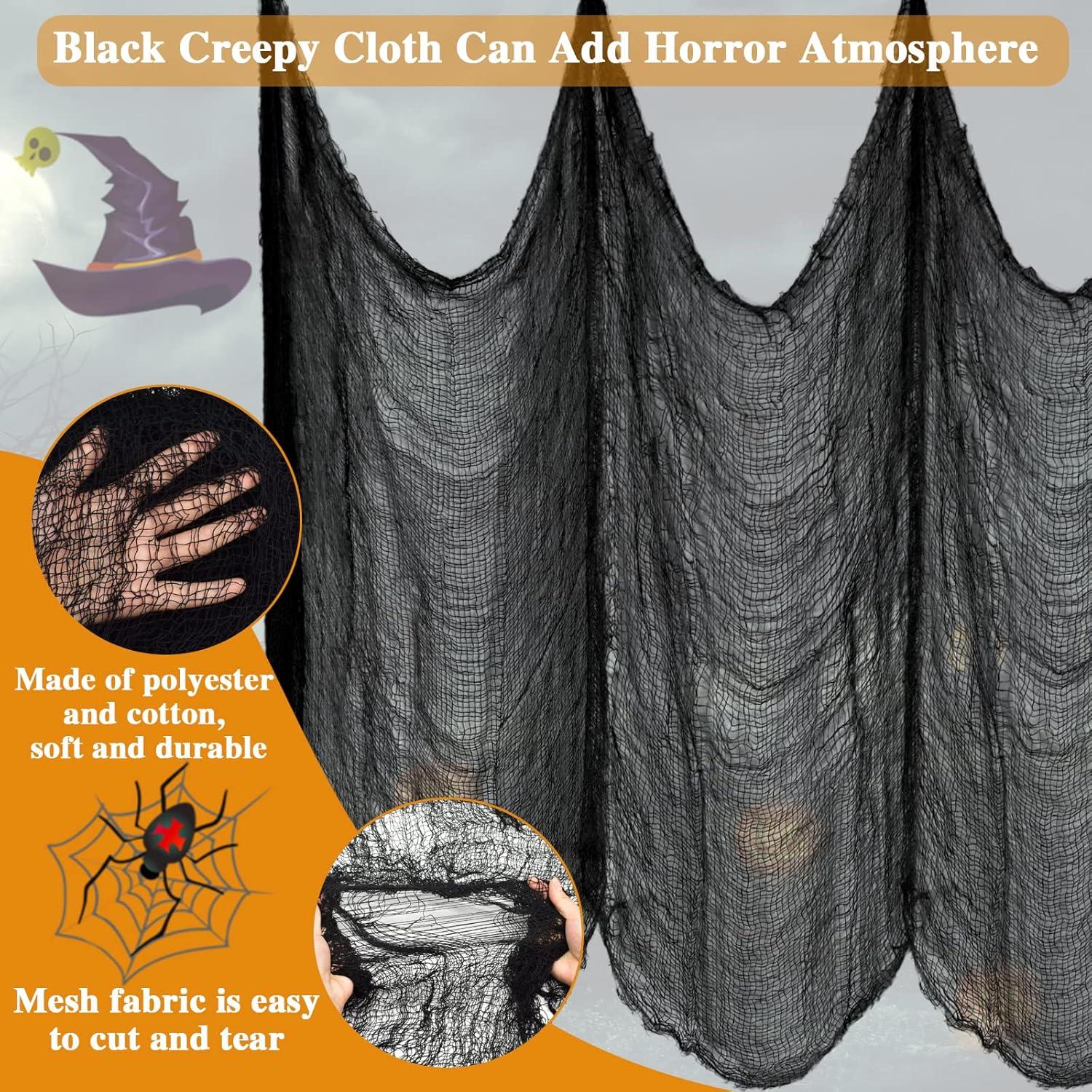 Tela Espeluznante Negra Halatool 76x229 cm 4 Piezas Halloween