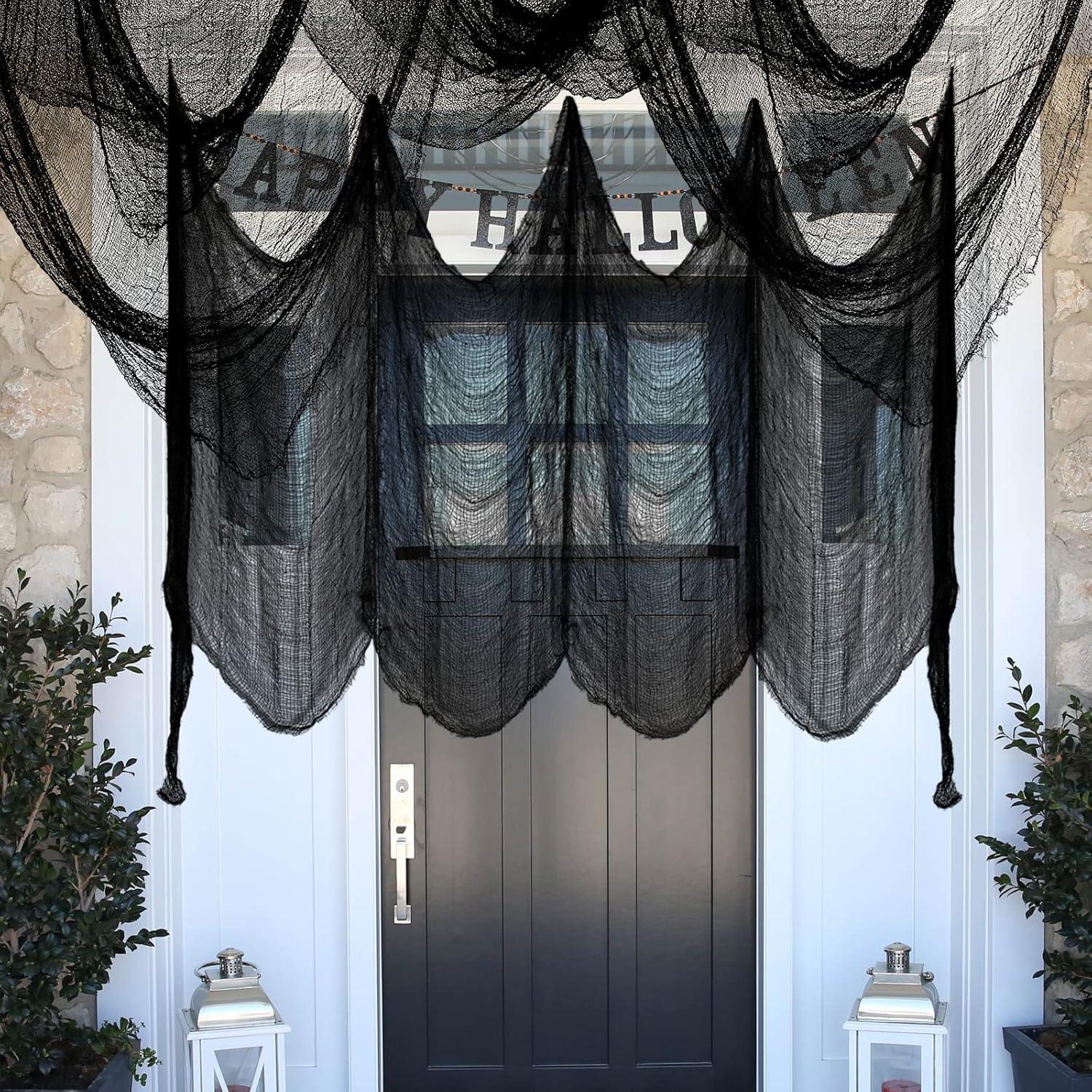 Tela Espeluznante Negra Halatool 76x229 cm 4 Piezas Halloween