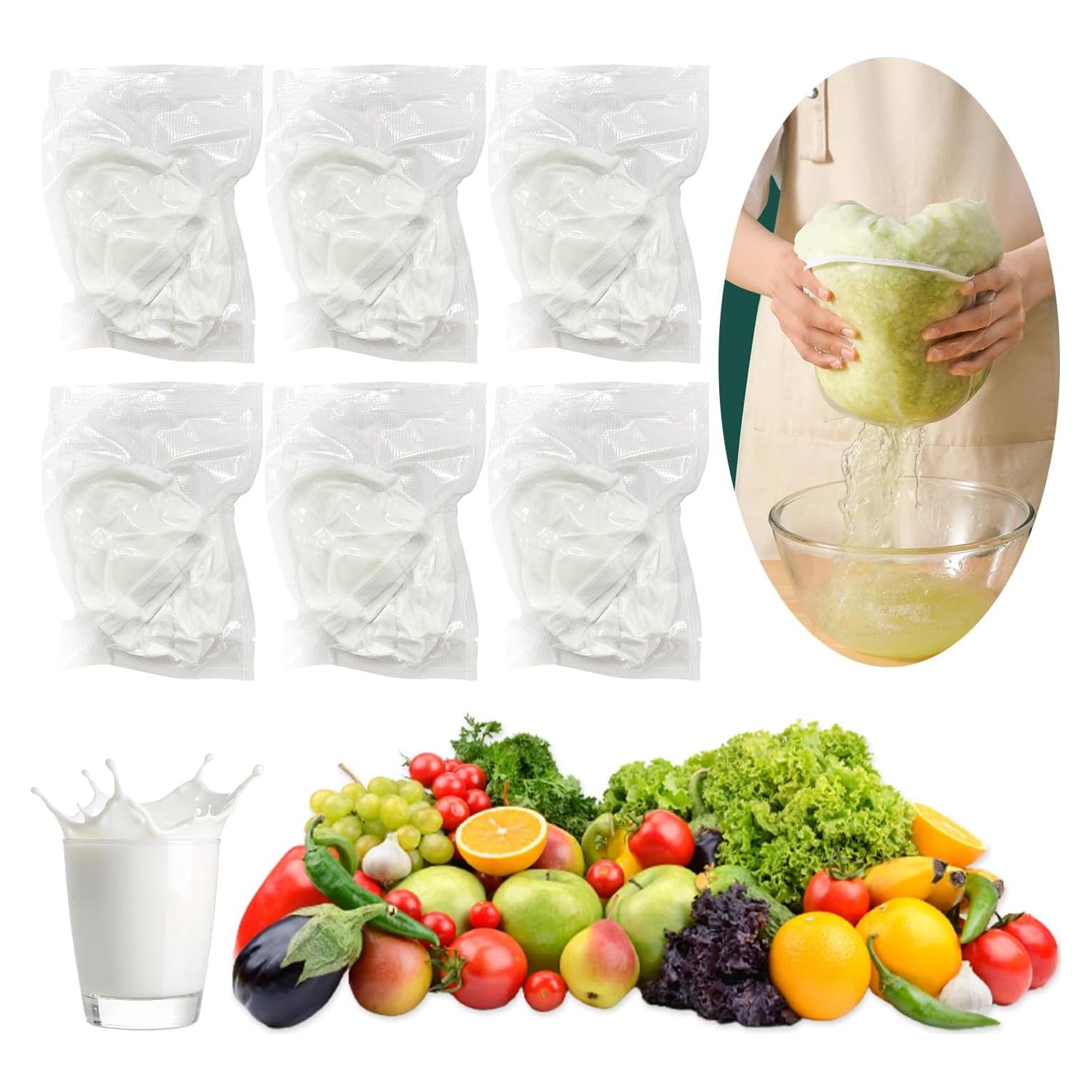 6 Bolsas de Tela de Queso Reutilizables XINLINGYU 38.86x16 cm