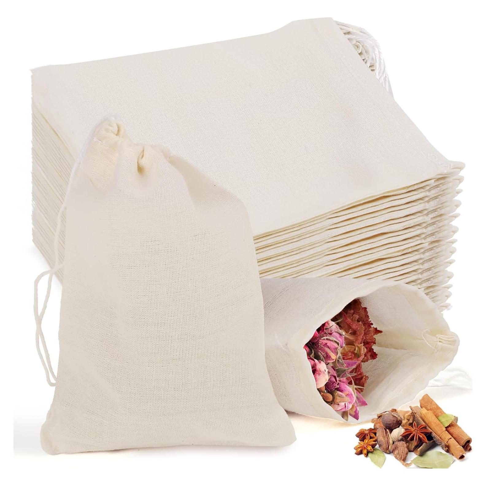 30 Bolsas de Especias de Algodón Natural MOWPOG 10.16x7.62 cm