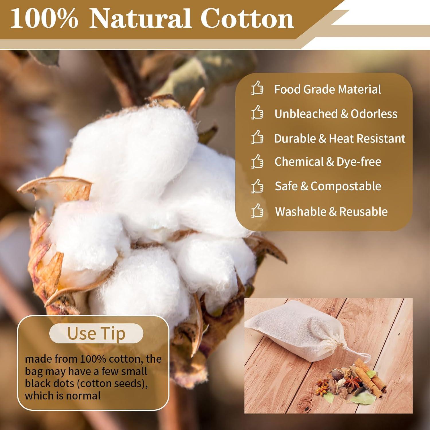 30 Bolsas de Especias de Algodón Natural MOWPOG 10.16x7.62 cm