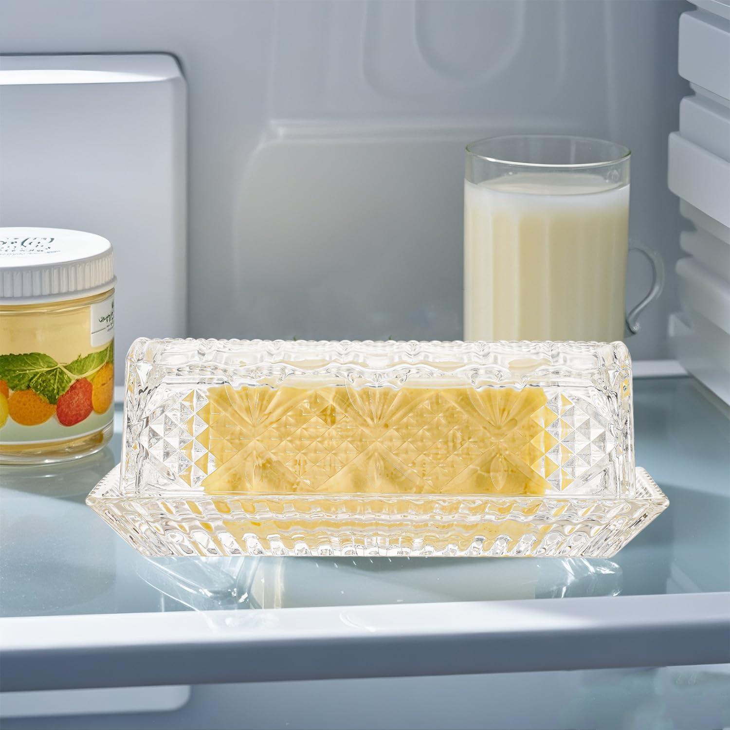 Plato de Mantequilla de Vidrio PYVYLO 17.5 cm con Tapa