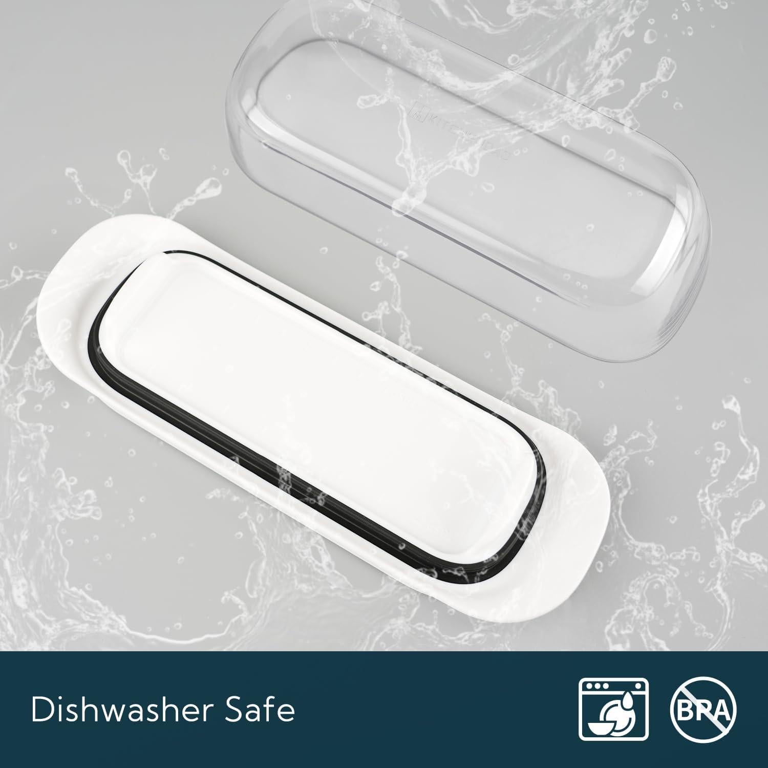 Caja de Mantequilla Hermética KITCHENDAO 21.3x7.9x6 cm Blanca