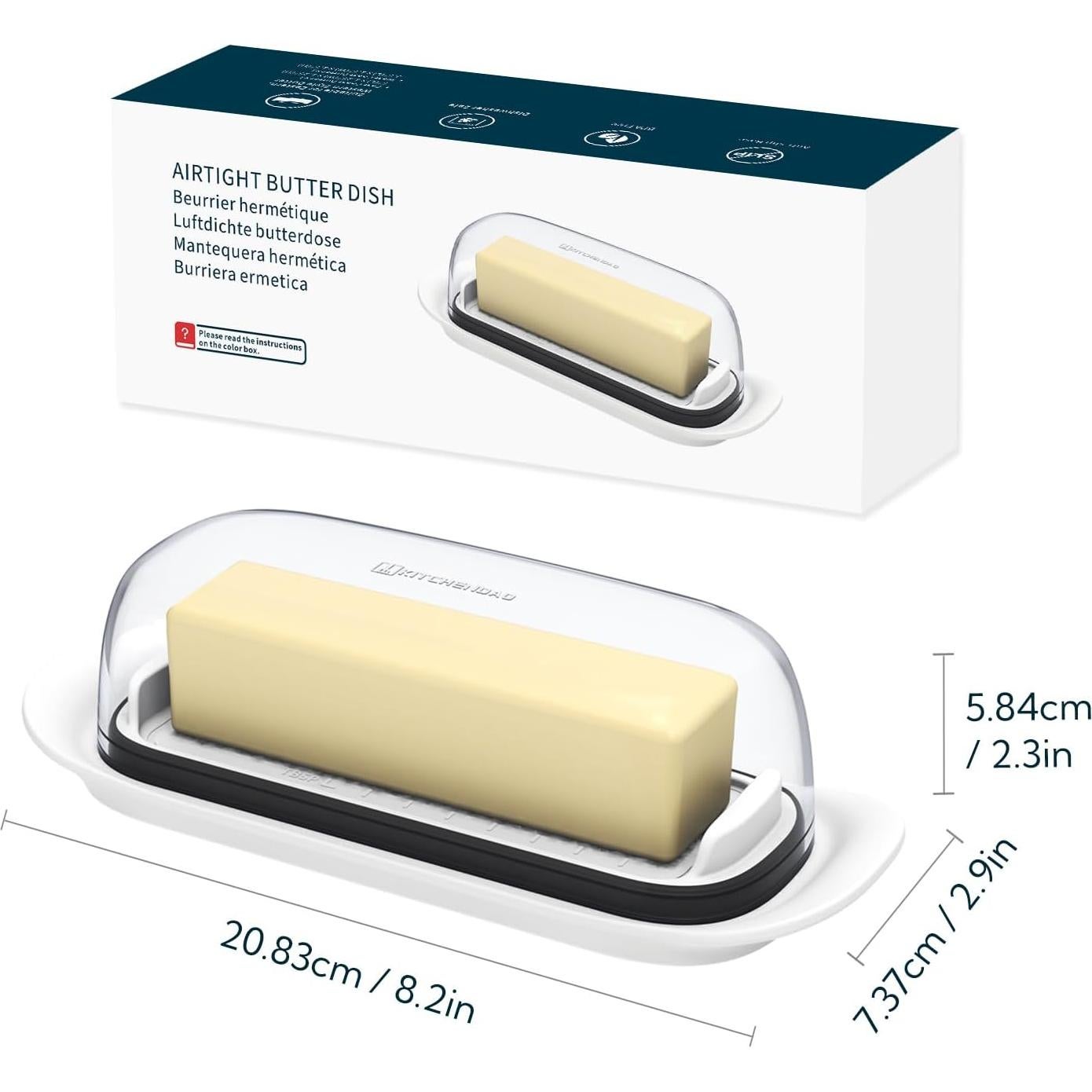 Caja de Mantequilla Hermética KITCHENDAO 21.3x7.9x6 cm Blanca