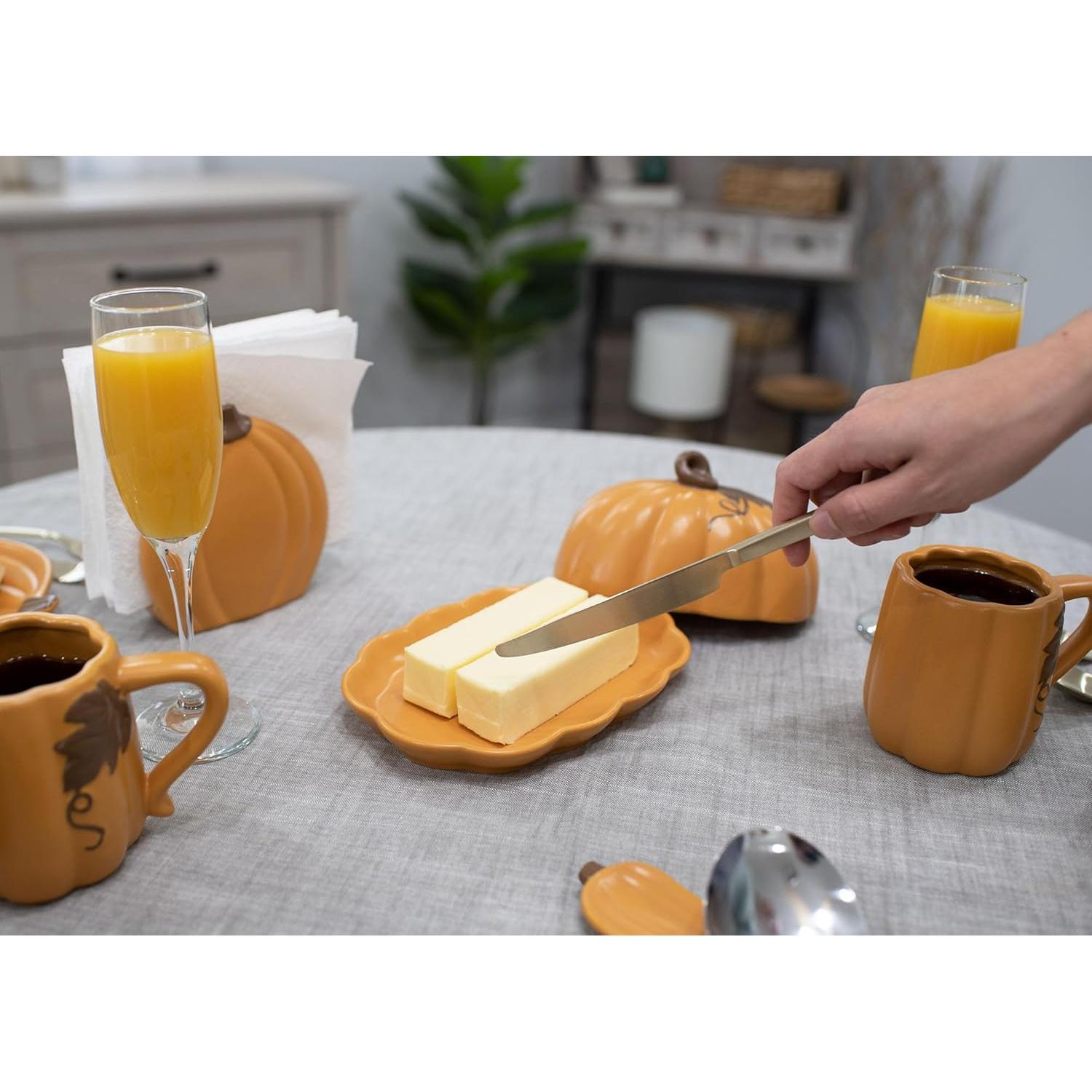 Plato de Mantequilla con Tapa Calabaza Nat & Jules 20x15cm