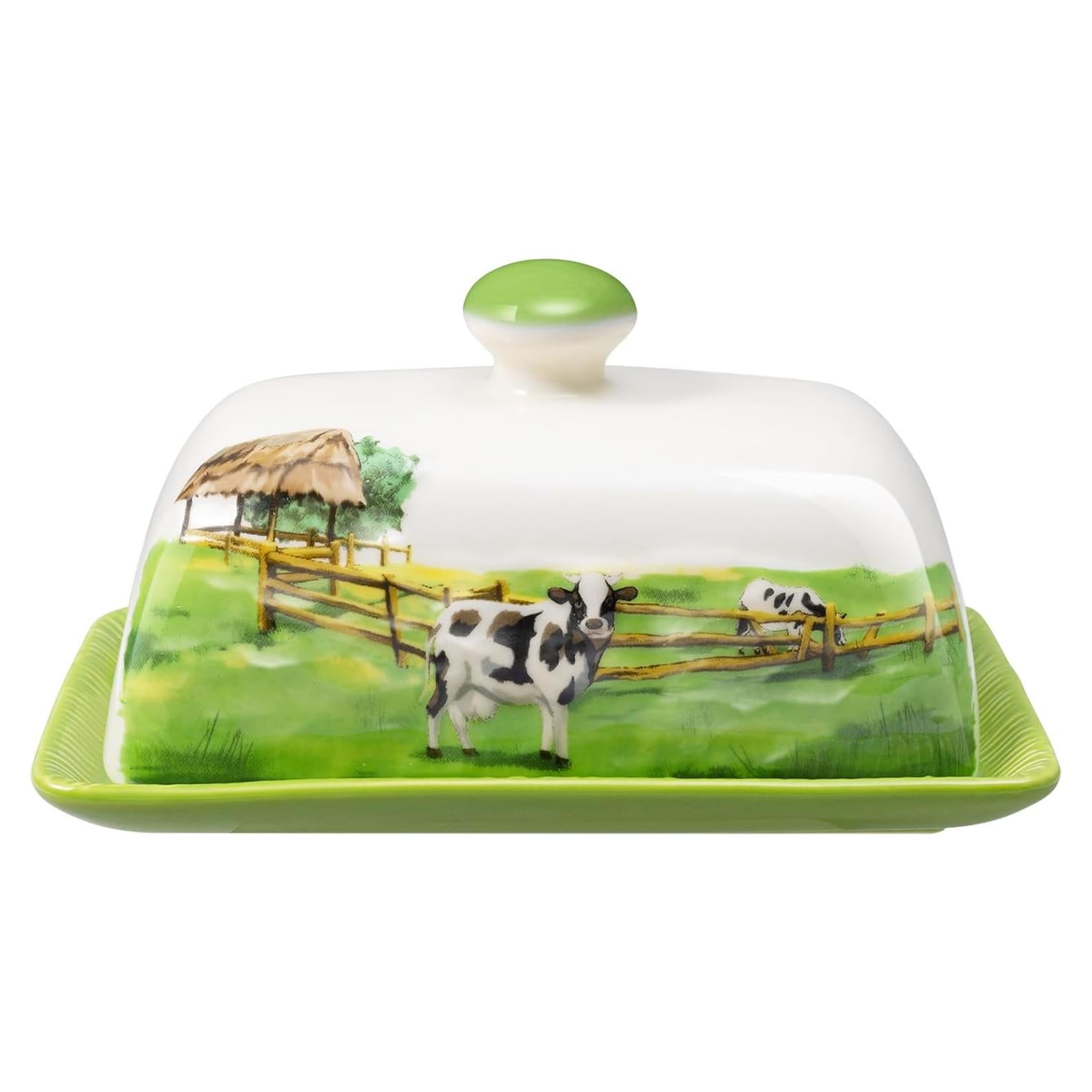 Plato de Mantequilla de Vaca CADVJXZ con Tapa Cerámica 19cm