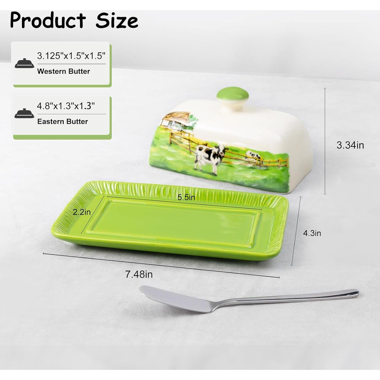 Plato de Mantequilla de Vaca CADVJXZ con Tapa Cerámica 19cm