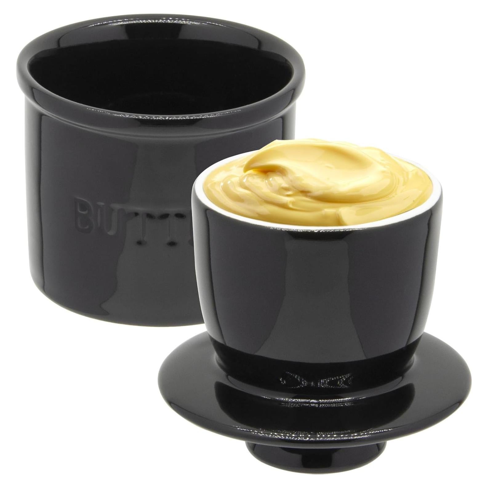 Crock de Mantequilla Hermético Cerámica MKYHBOO Negro 0.68kg