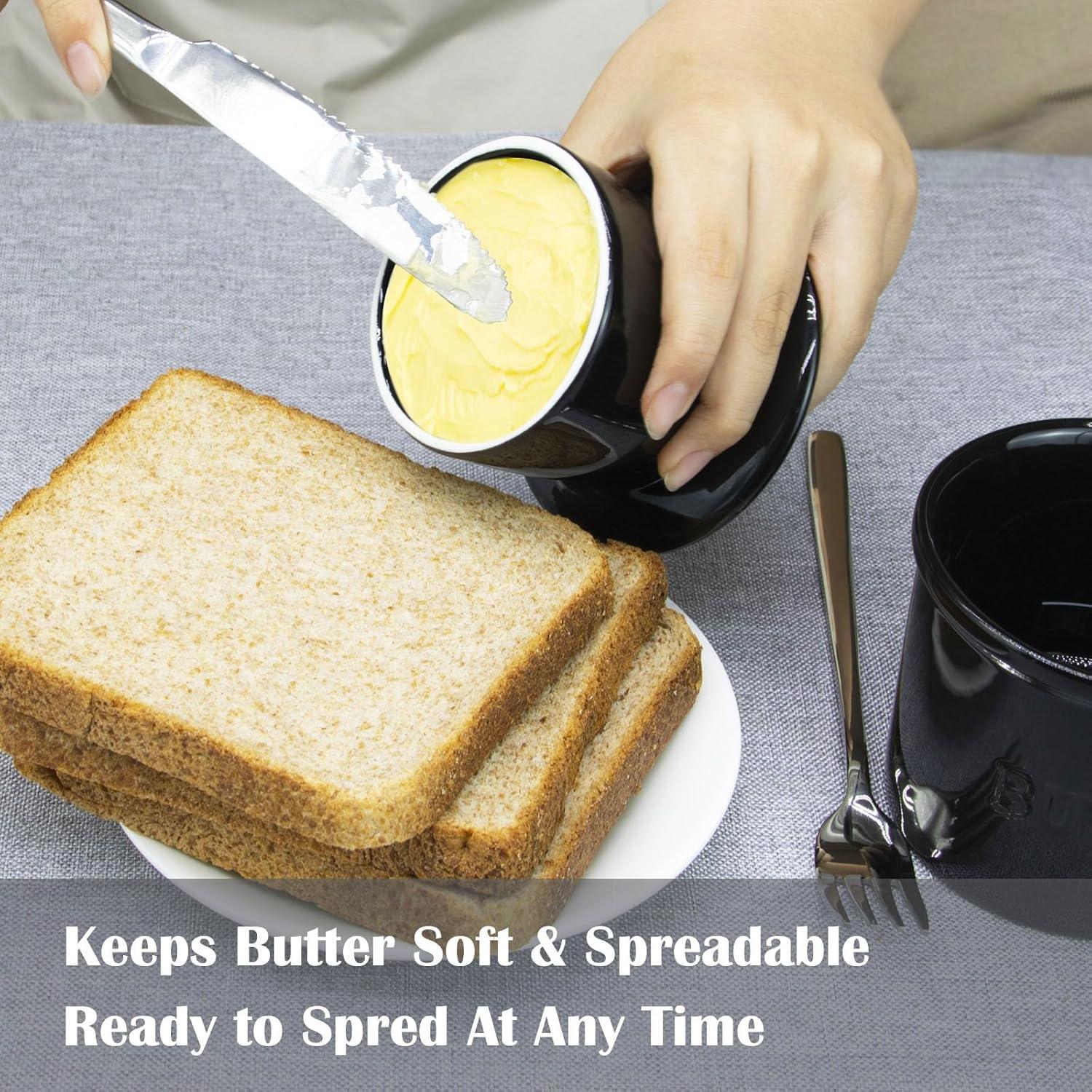 Crock de Mantequilla Hermético Cerámica MKYHBOO Negro 0.68kg