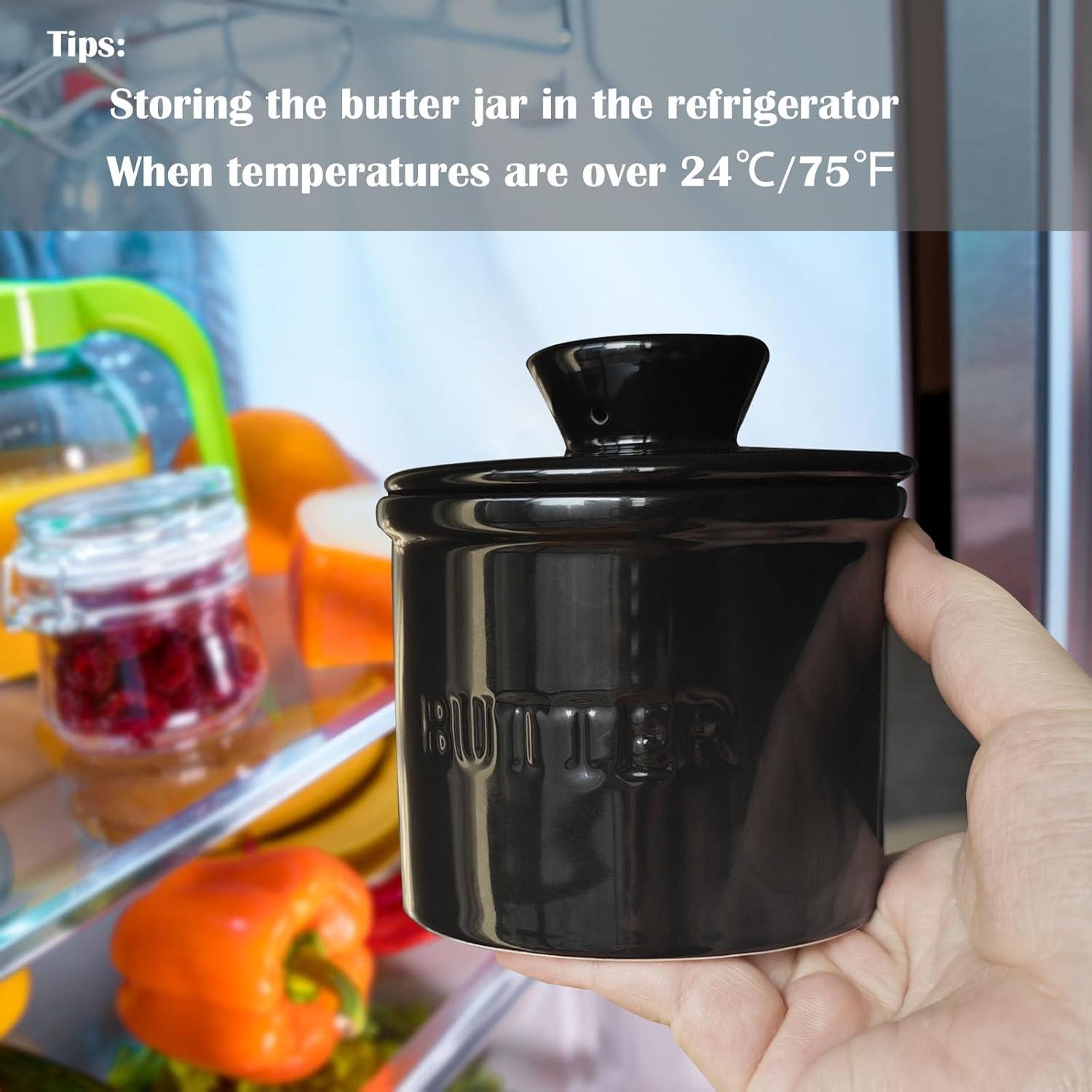 Crock de Mantequilla Hermético Cerámica MKYHBOO Negro 0.68kg