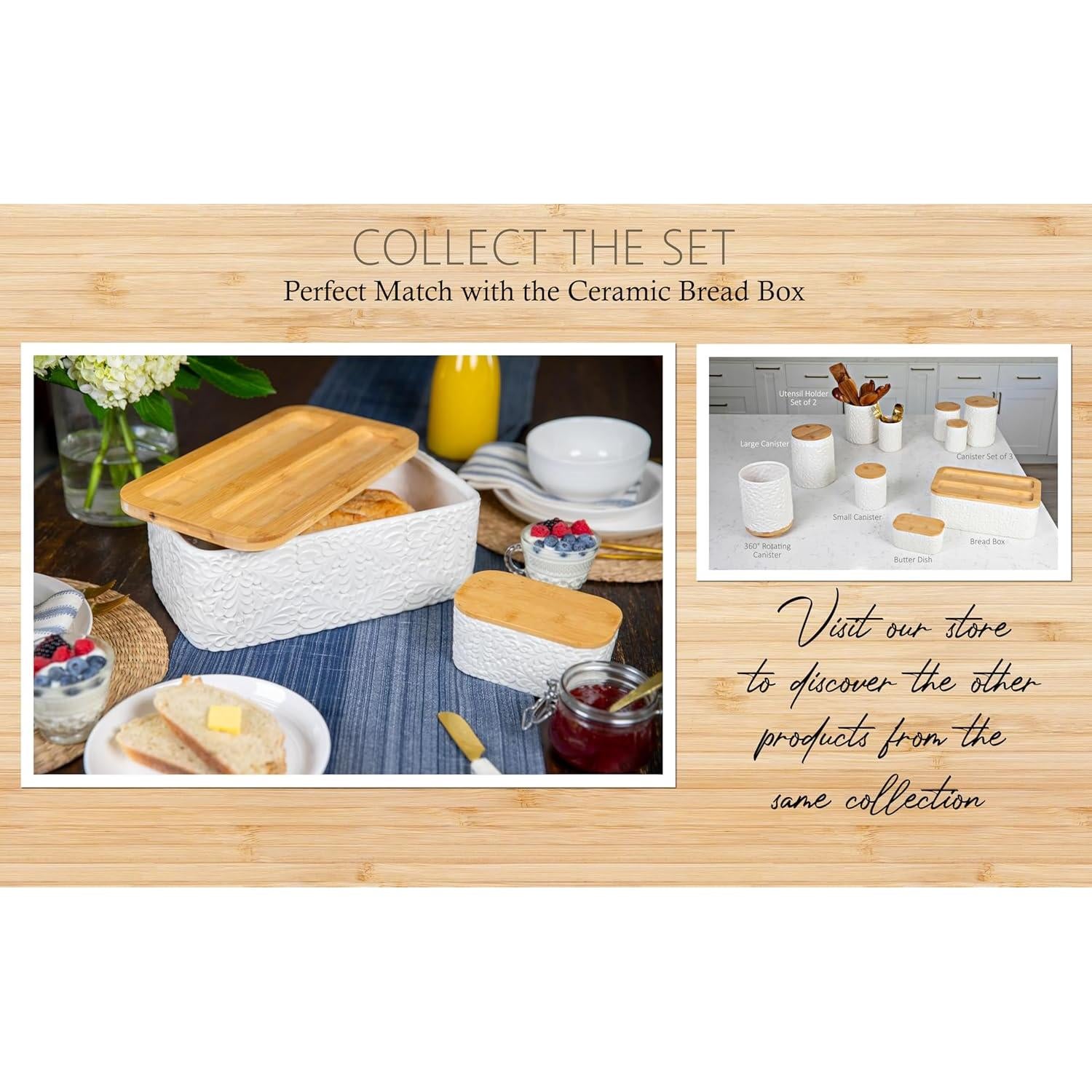 Plato para Mantequilla 25DOL de Cerámica con Tapa de Bambú