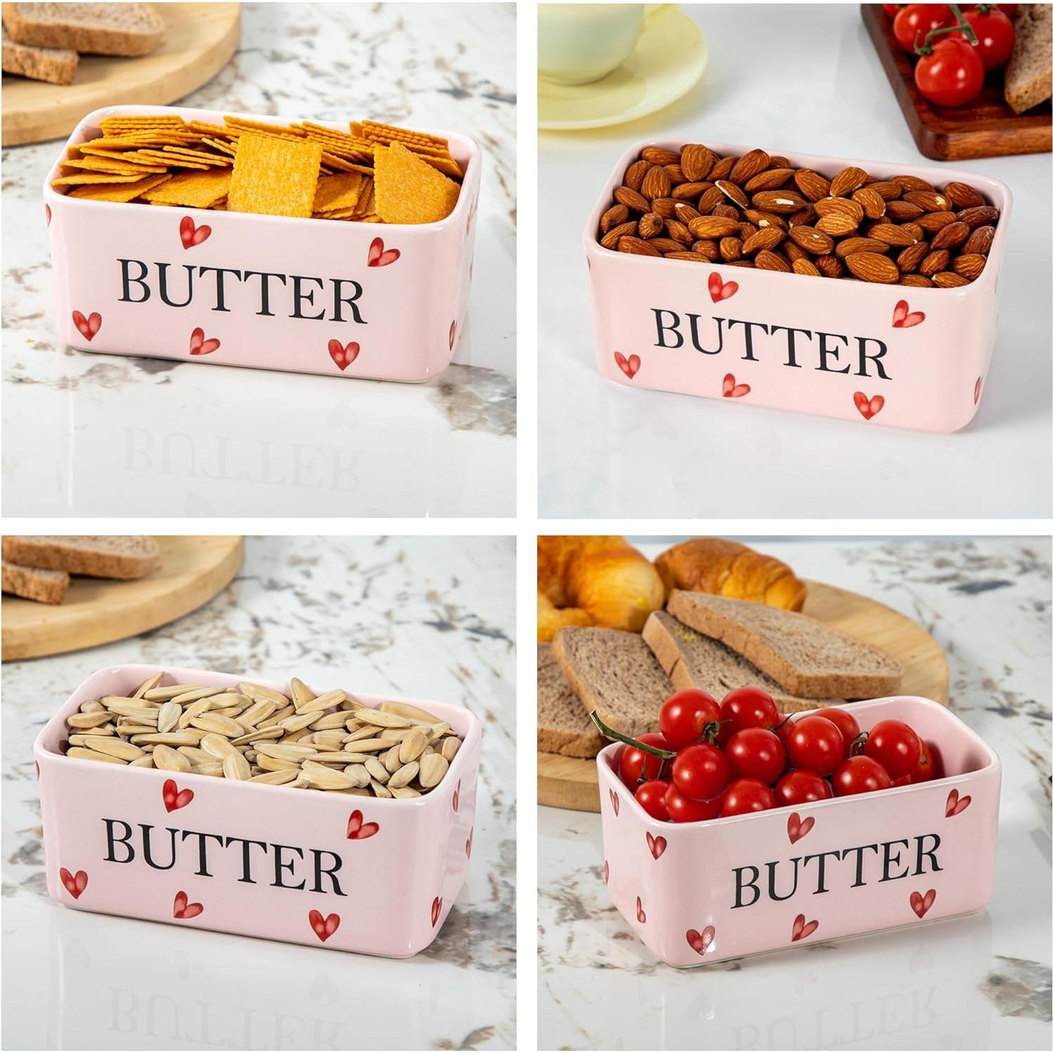 Plato de Mantequilla Cerámica Rosa YumiPLUS con Tapa Bambú