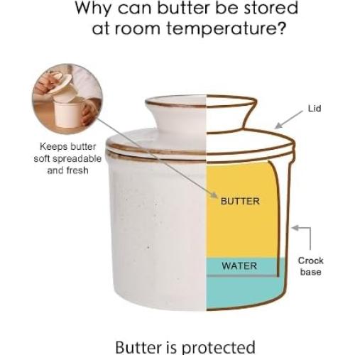 Crock de Mantequilla Pexguka Blanco con Tapa y Sello de Agua