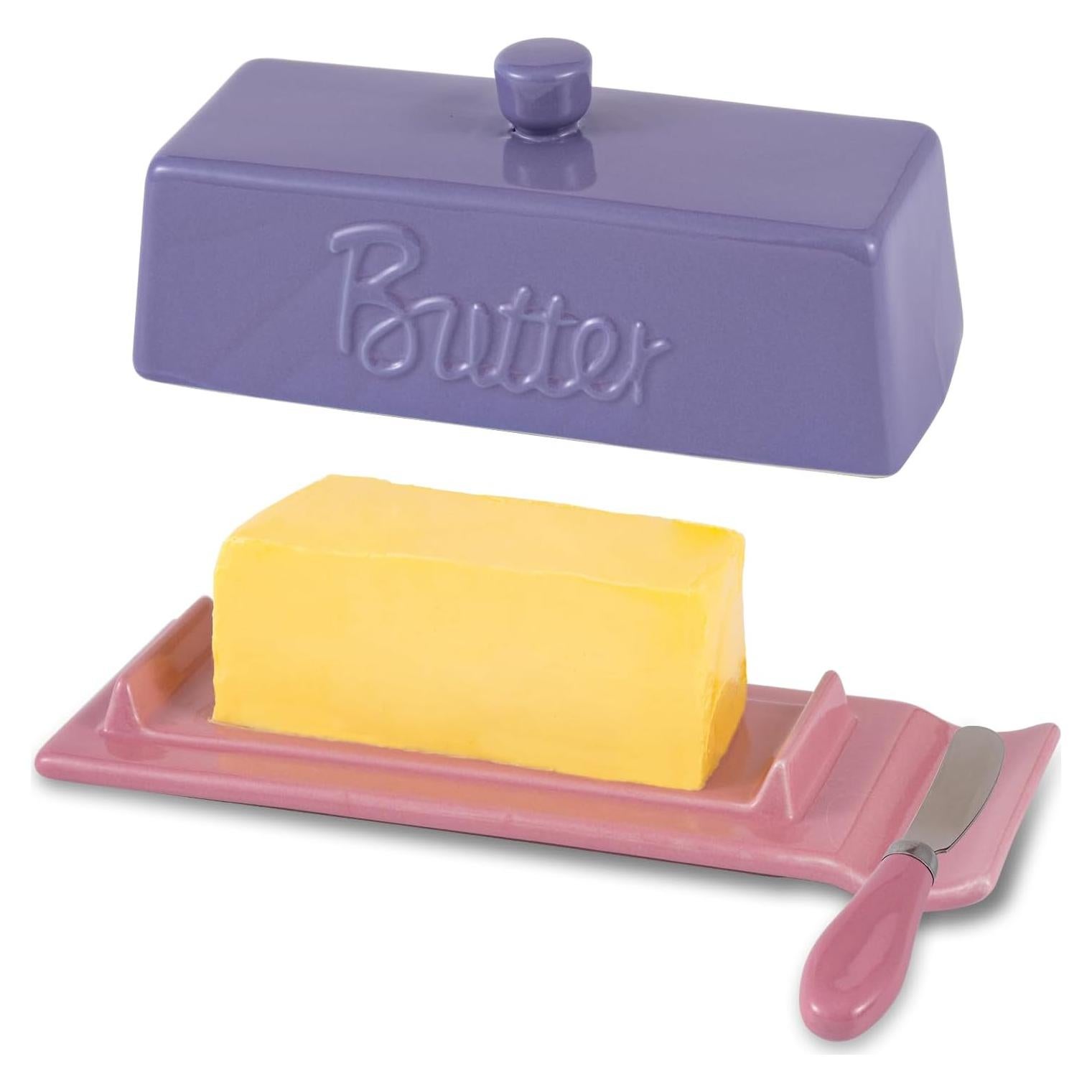 Plato de Mantequilla con Tapa TEATALK Cerámica 21.96 cm Púrpura
