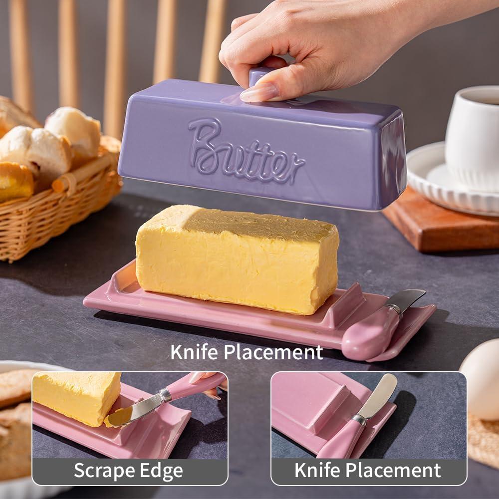 Plato de Mantequilla con Tapa TEATALK Cerámica 21.96 cm Púrpura