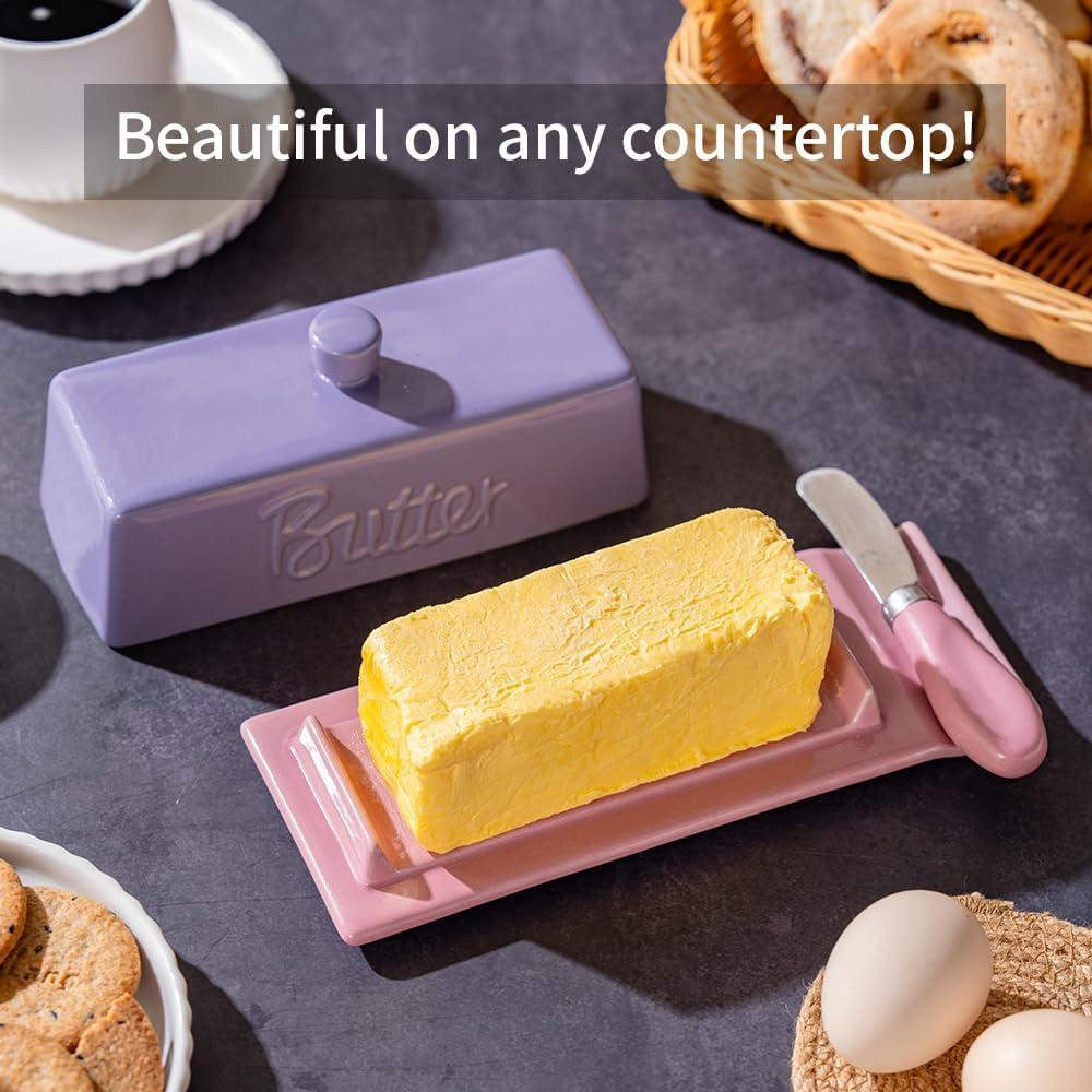 Plato de Mantequilla con Tapa TEATALK Cerámica 21.96 cm Púrpura