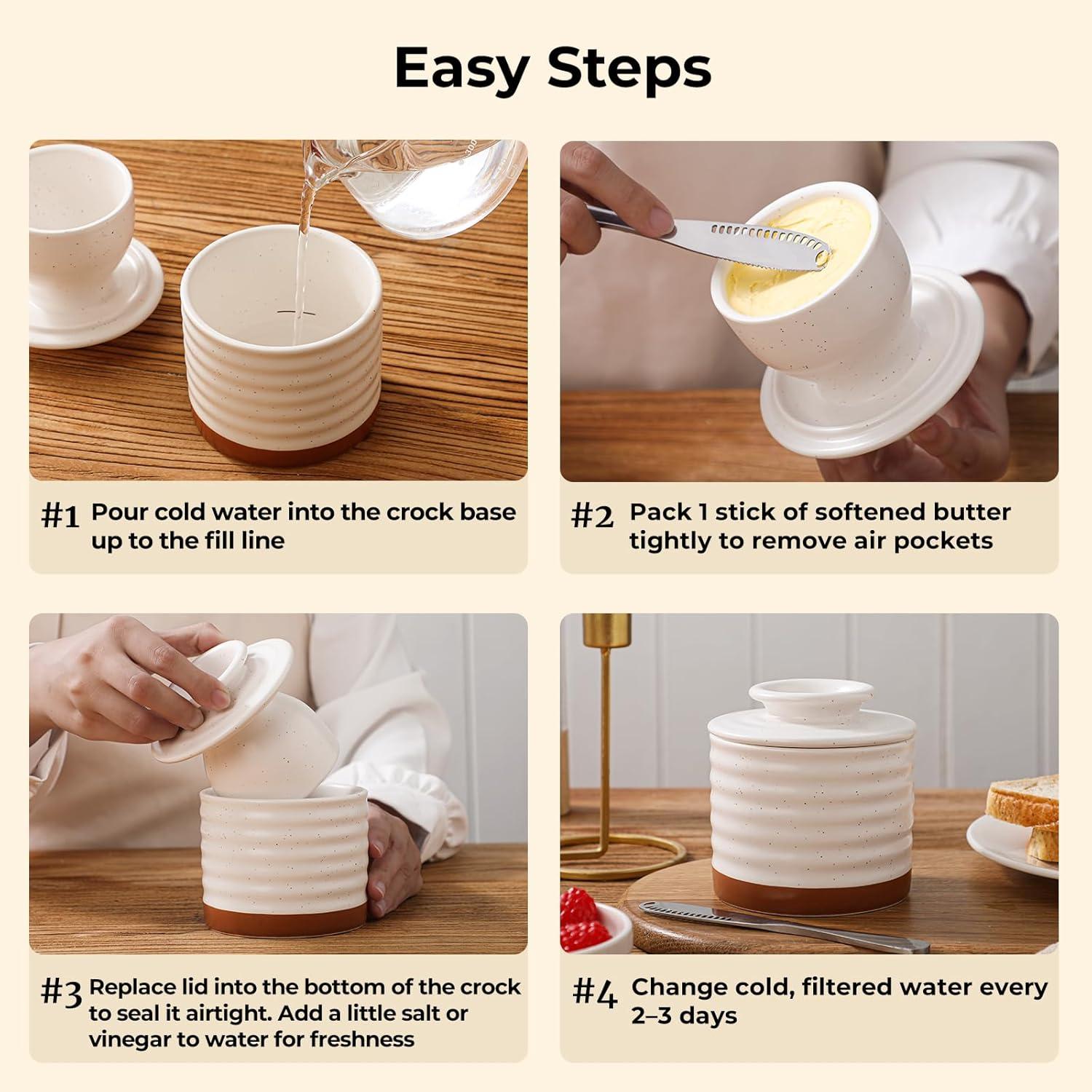 Tazón de Mantequilla Y YHY con Tapa y Agua, 140g, Marfil