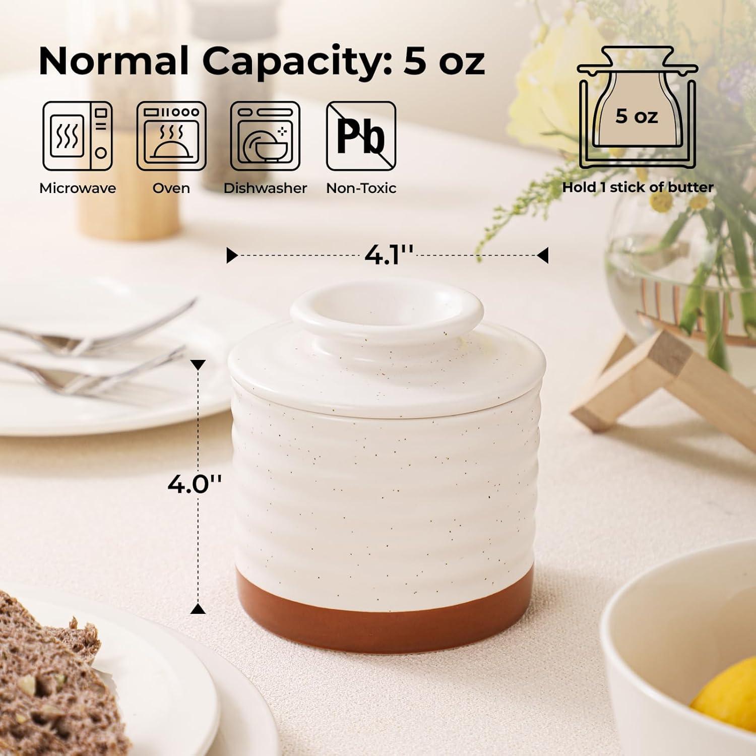 Tazón de Mantequilla Y YHY con Tapa y Agua, 140g, Marfil
