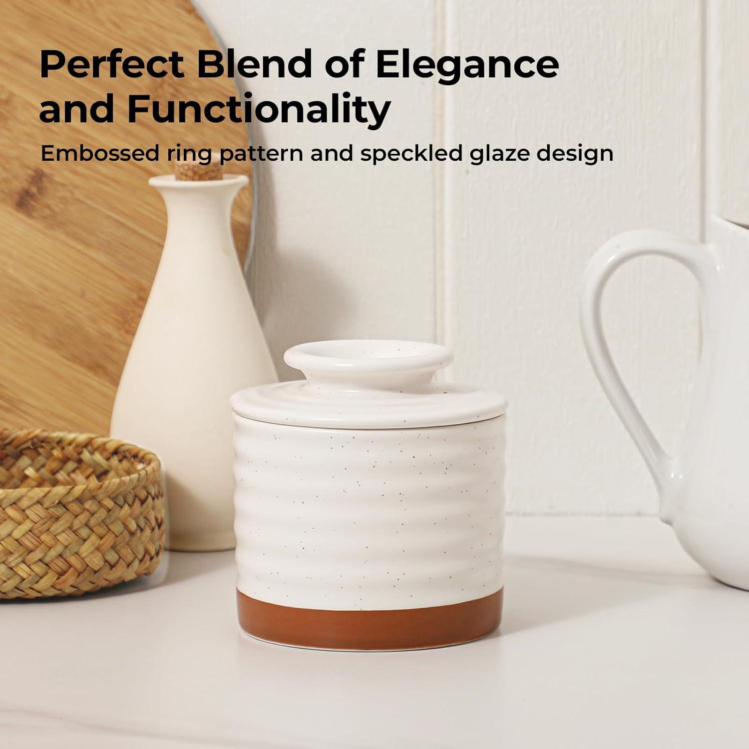 Tazón de Mantequilla Y YHY con Tapa y Agua, 140g, Marfil