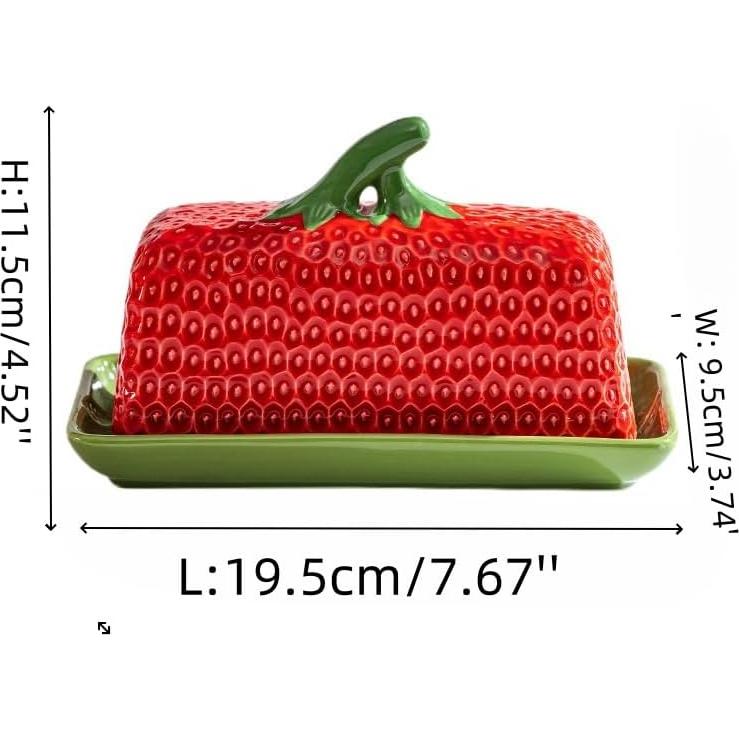 Plato de Mantequilla Cerámica HAN SHENG Fresa 19.5x11.5cm