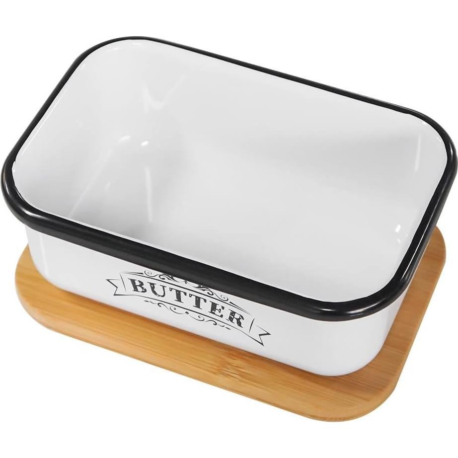 Tazón de Mantequilla SOTECH con Tapa de Bambú Estilo Granja