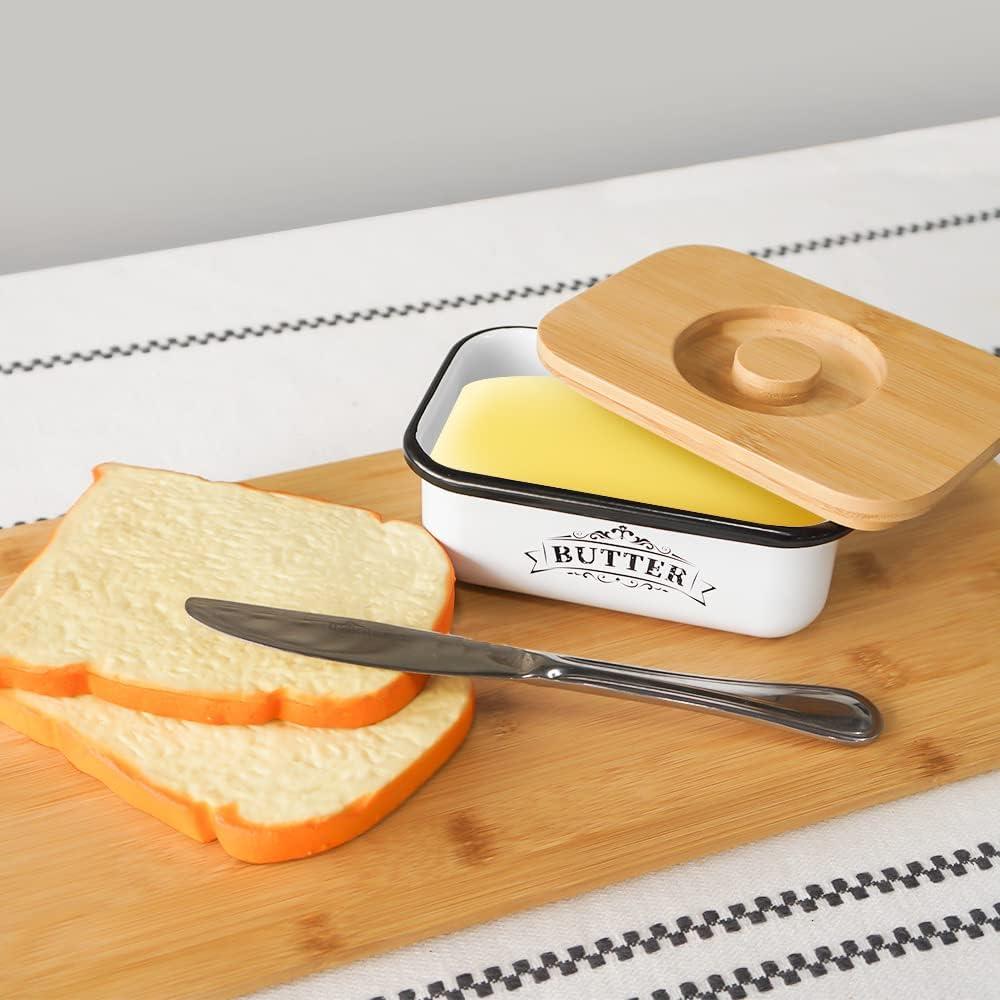 Tazón de Mantequilla SOTECH con Tapa de Bambú Estilo Granja