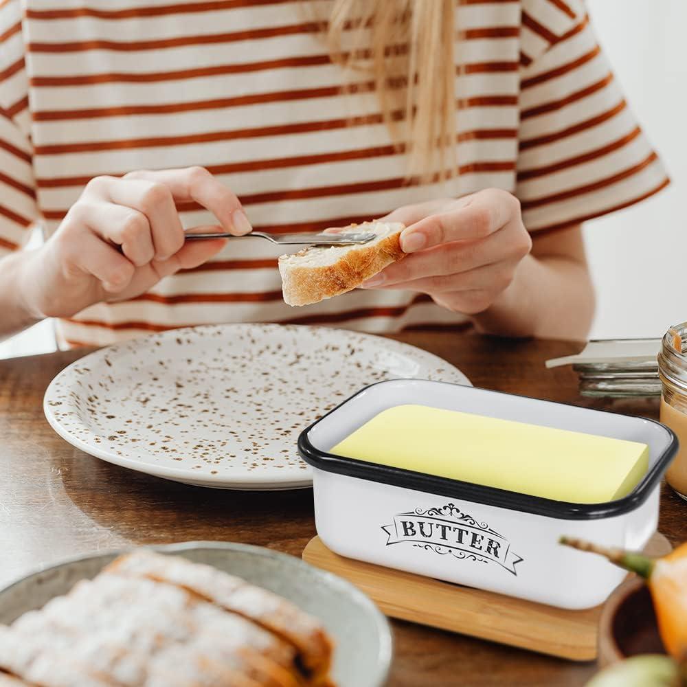 Tazón de Mantequilla SOTECH con Tapa de Bambú Estilo Granja