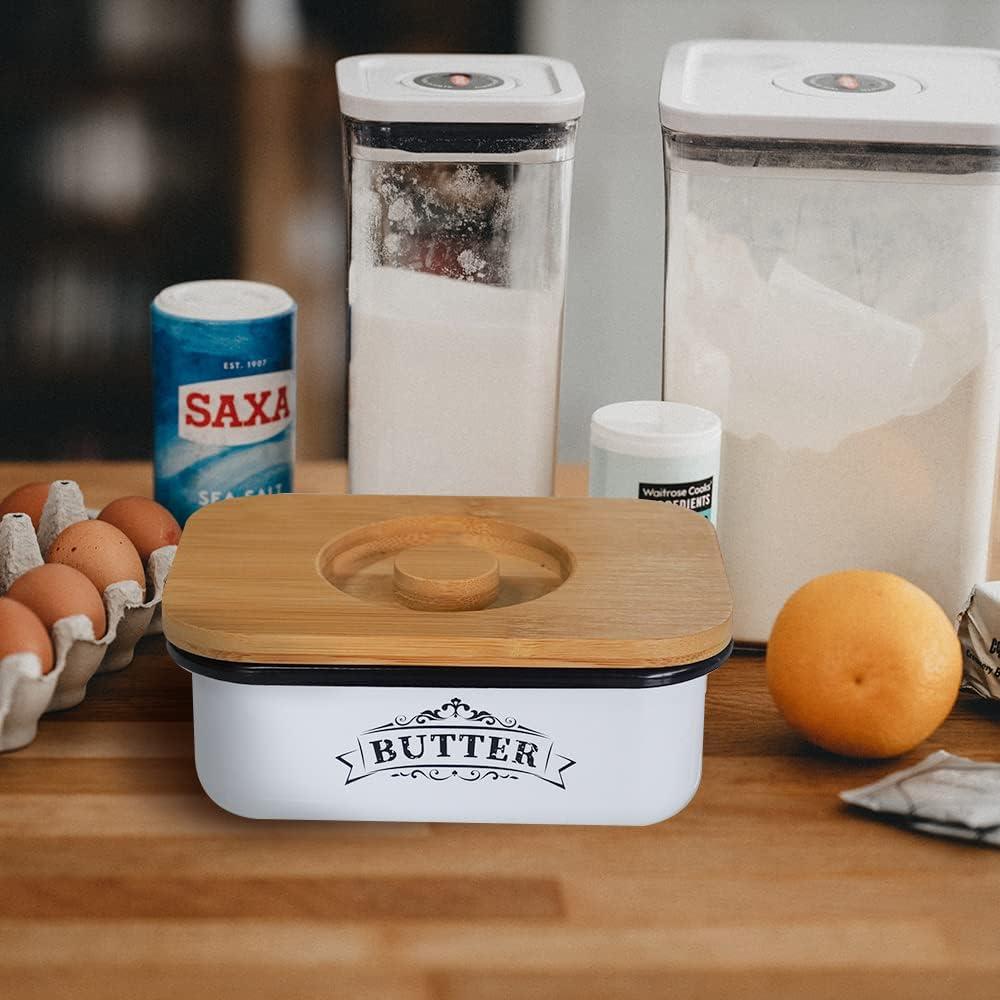 Tazón de Mantequilla SOTECH con Tapa de Bambú Estilo Granja