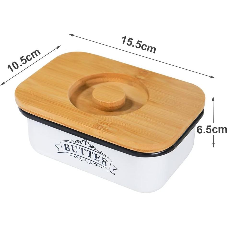 Tazón de Mantequilla SOTECH con Tapa de Bambú Estilo Granja