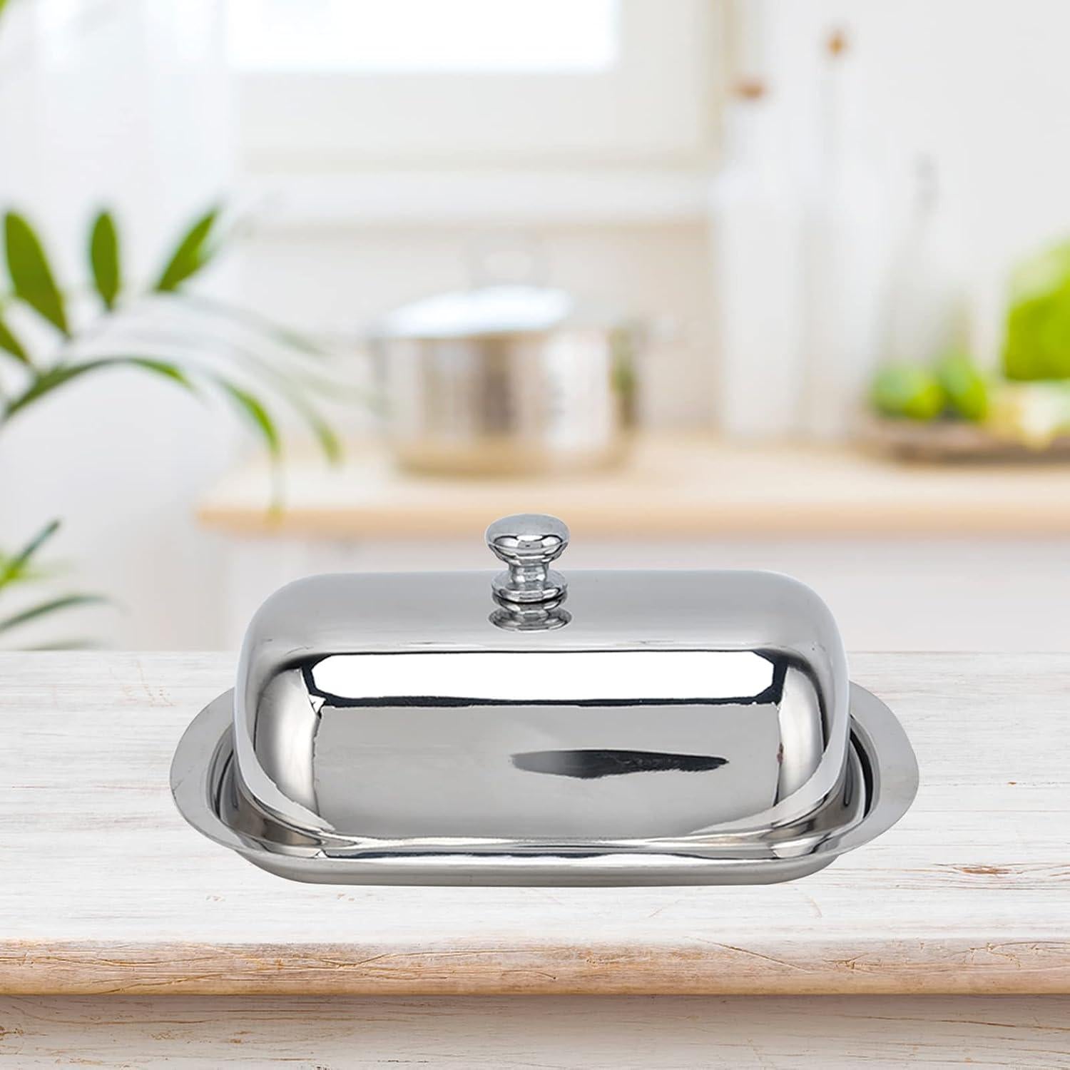 Caja de Mantequilla Acero Inoxidable Tomotato Doble Cubierta 16x12x5cm