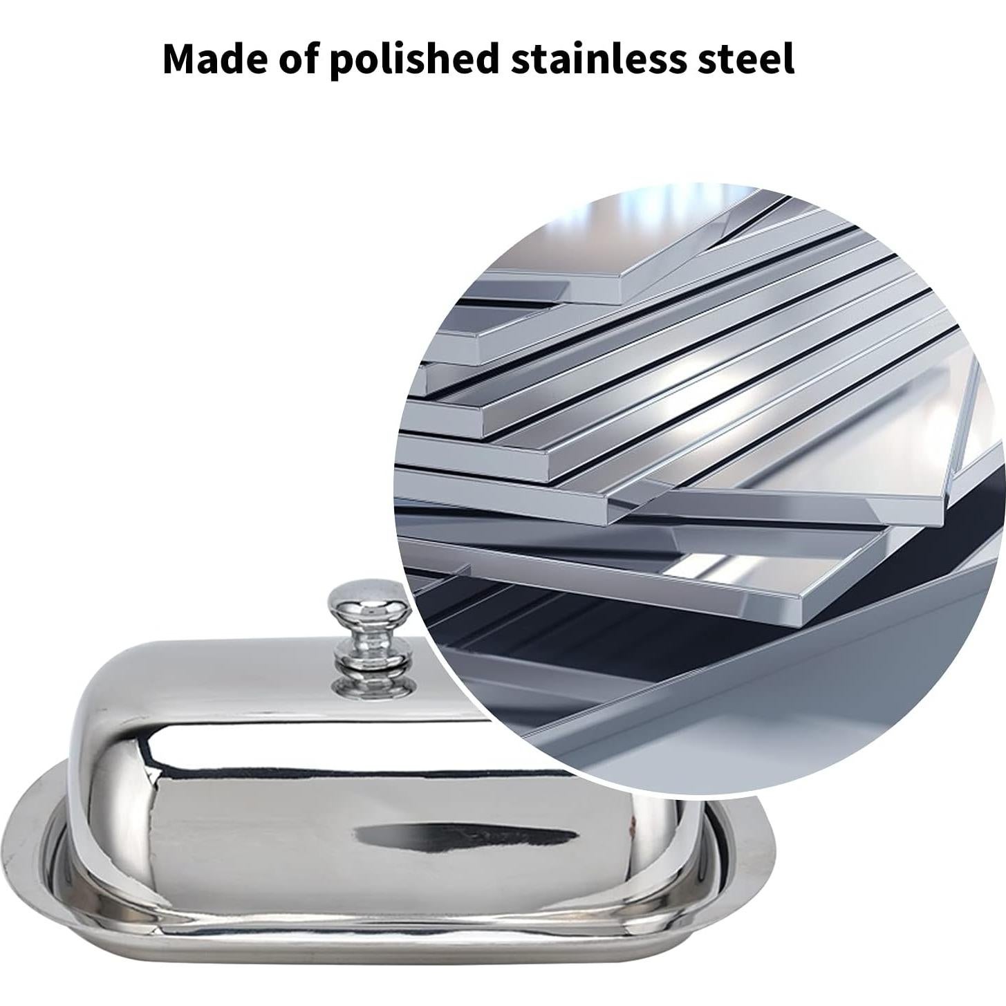 Caja de Mantequilla Acero Inoxidable Tomotato Doble Cubierta 16x12x5cm