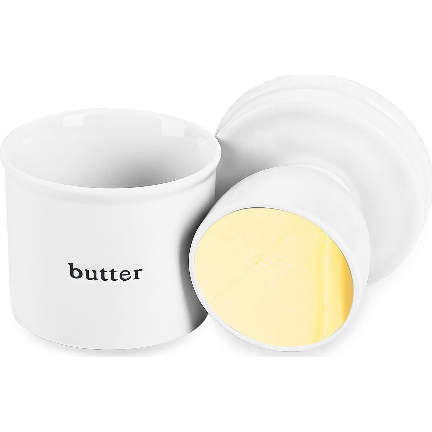 Plato para Mantequilla GDCZ con Tapa y Línea de Agua - Blanco