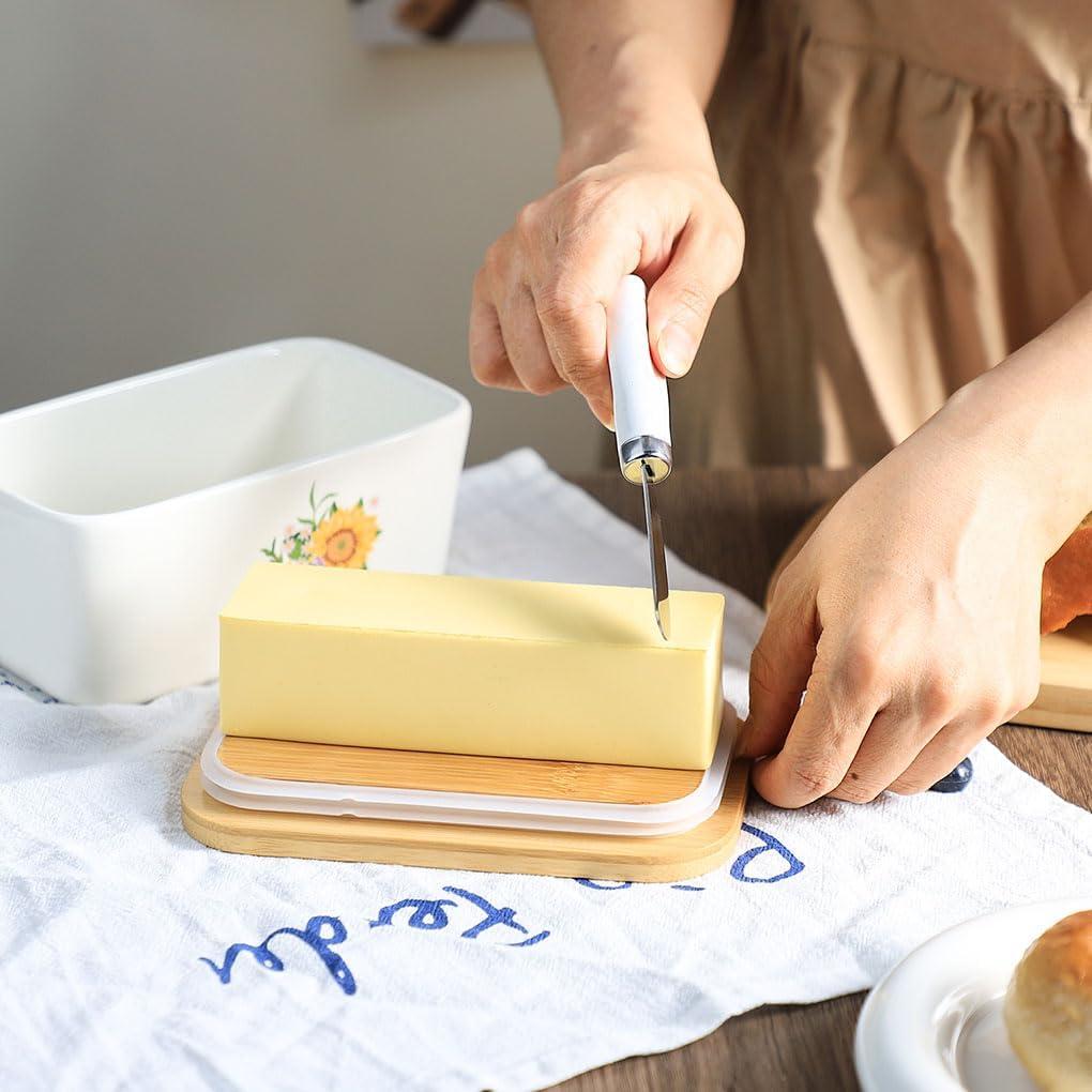 Plato de Mantequilla Cerámica WAIT FLY con Tapa Bambú 16.3cm