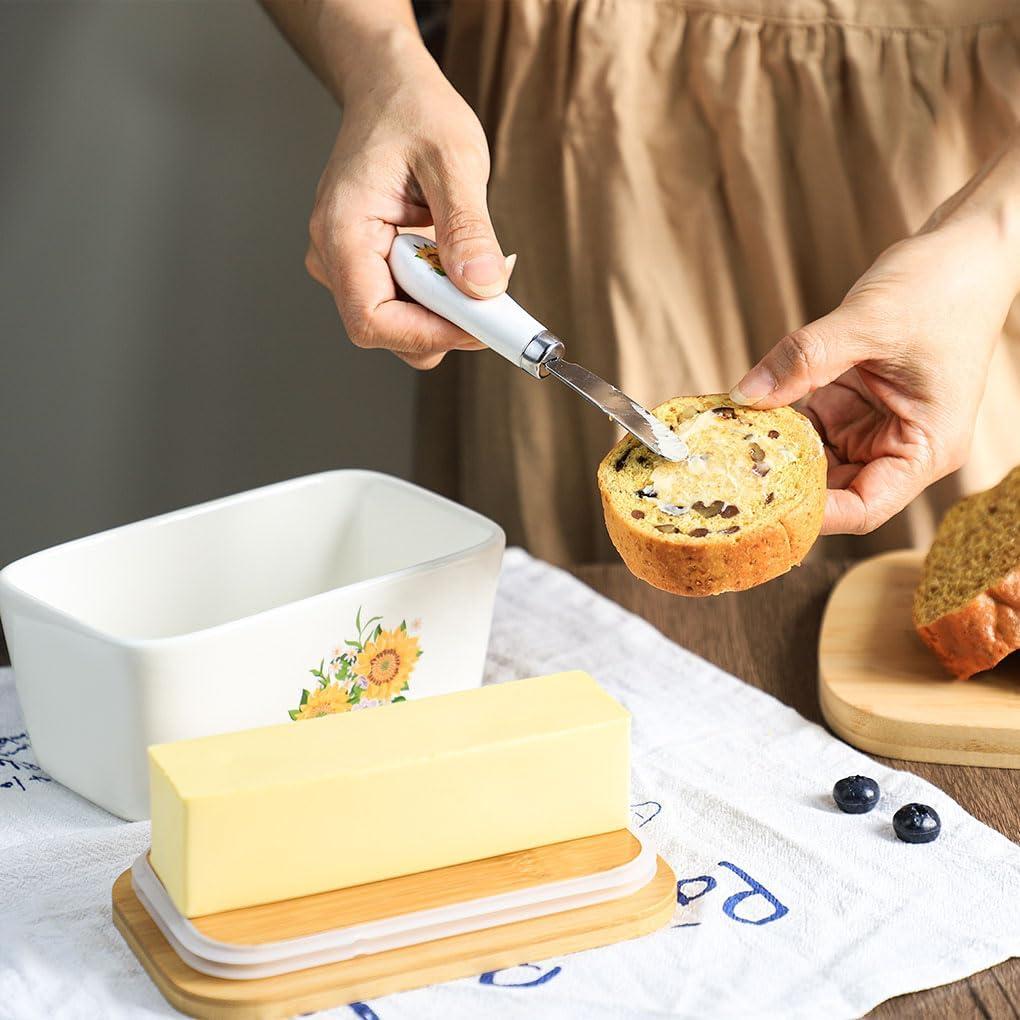 Plato de Mantequilla Cerámica WAIT FLY con Tapa Bambú 16.3cm