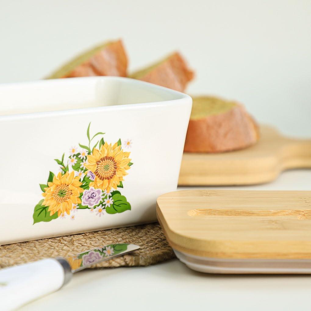 Plato de Mantequilla Cerámica WAIT FLY con Tapa Bambú 16.3cm