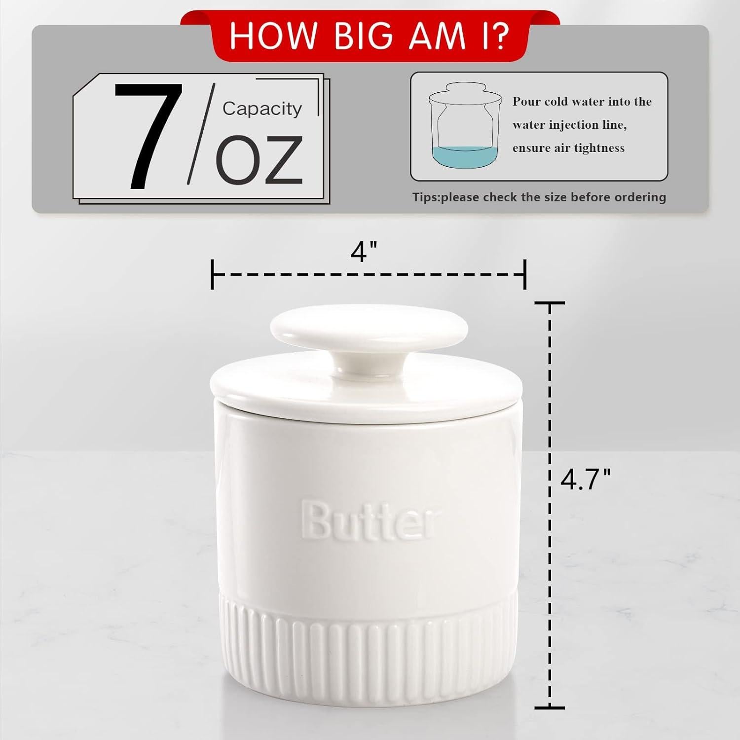 Mantequera Cerámica AVLA 2 Piezas Blanca con Agua